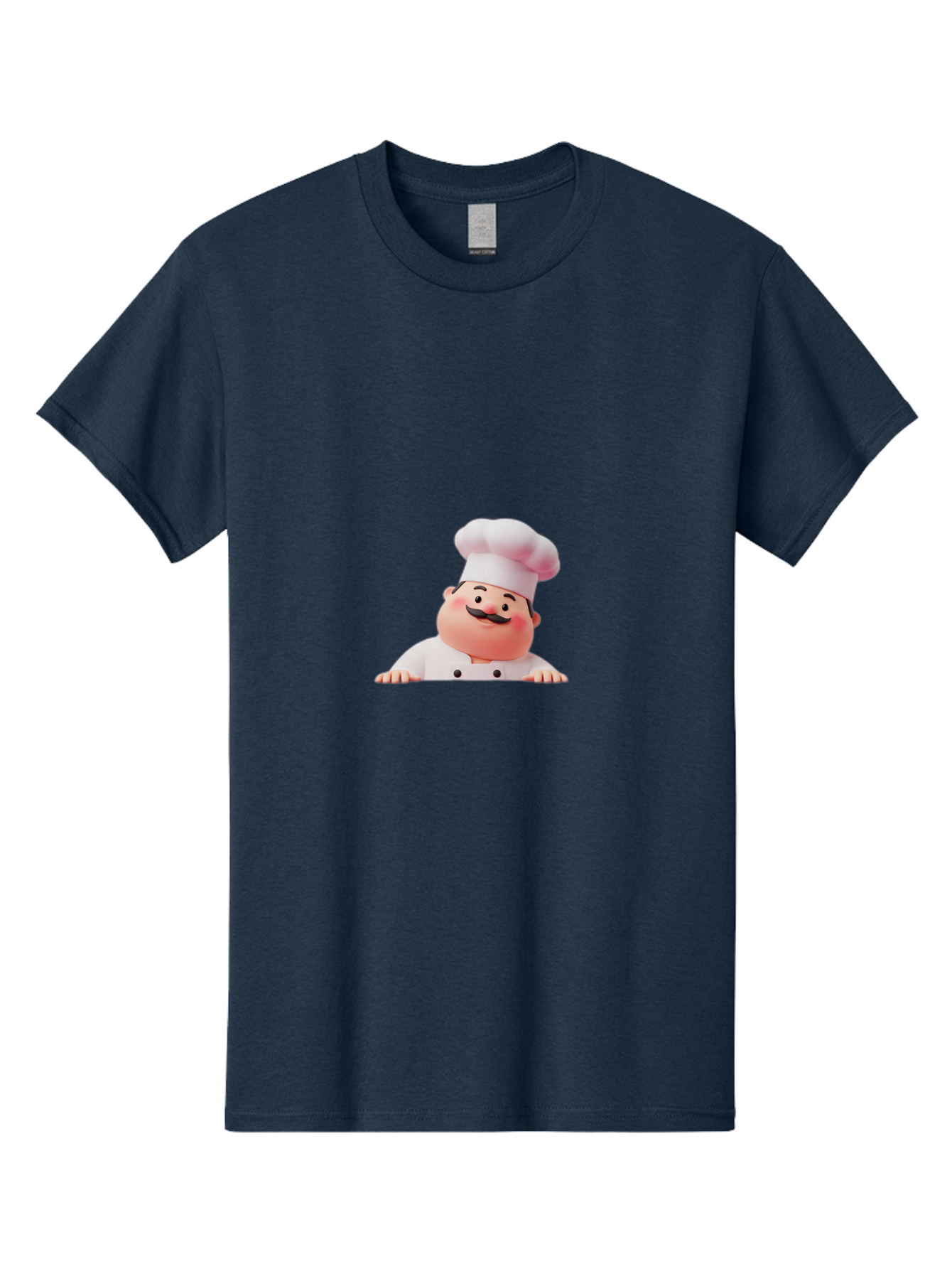 Chef-3 Men'S Graphic Tee, 100% Cotton, Comfortable Casual Summer Wear, Machine Washable, Cartoon Chef, 3D Character, White Uniform, Chef Hat, Mustache, Smiling Face, Restaurant Staff, Culinary Expert, Kitchen Staff Bac806