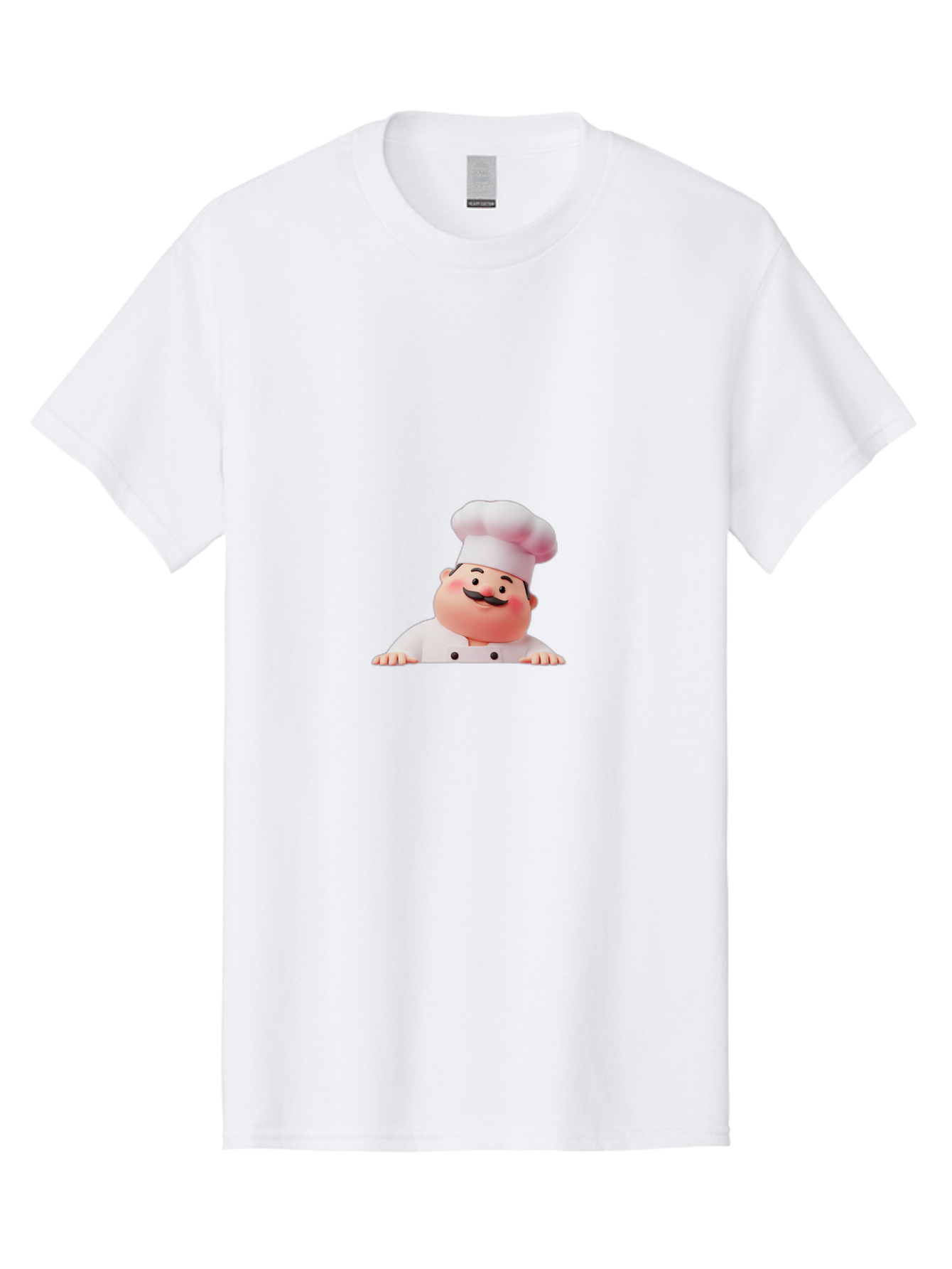 Chef-3 Men'S Graphic Tee, 100% Cotton, Comfortable Casual Summer Wear, Machine Washable, Cartoon Chef, 3D Character, White Uniform, Chef Hat, Mustache, Smiling Face, Restaurant Staff, Culinary Expert, Kitchen Staff Bac806