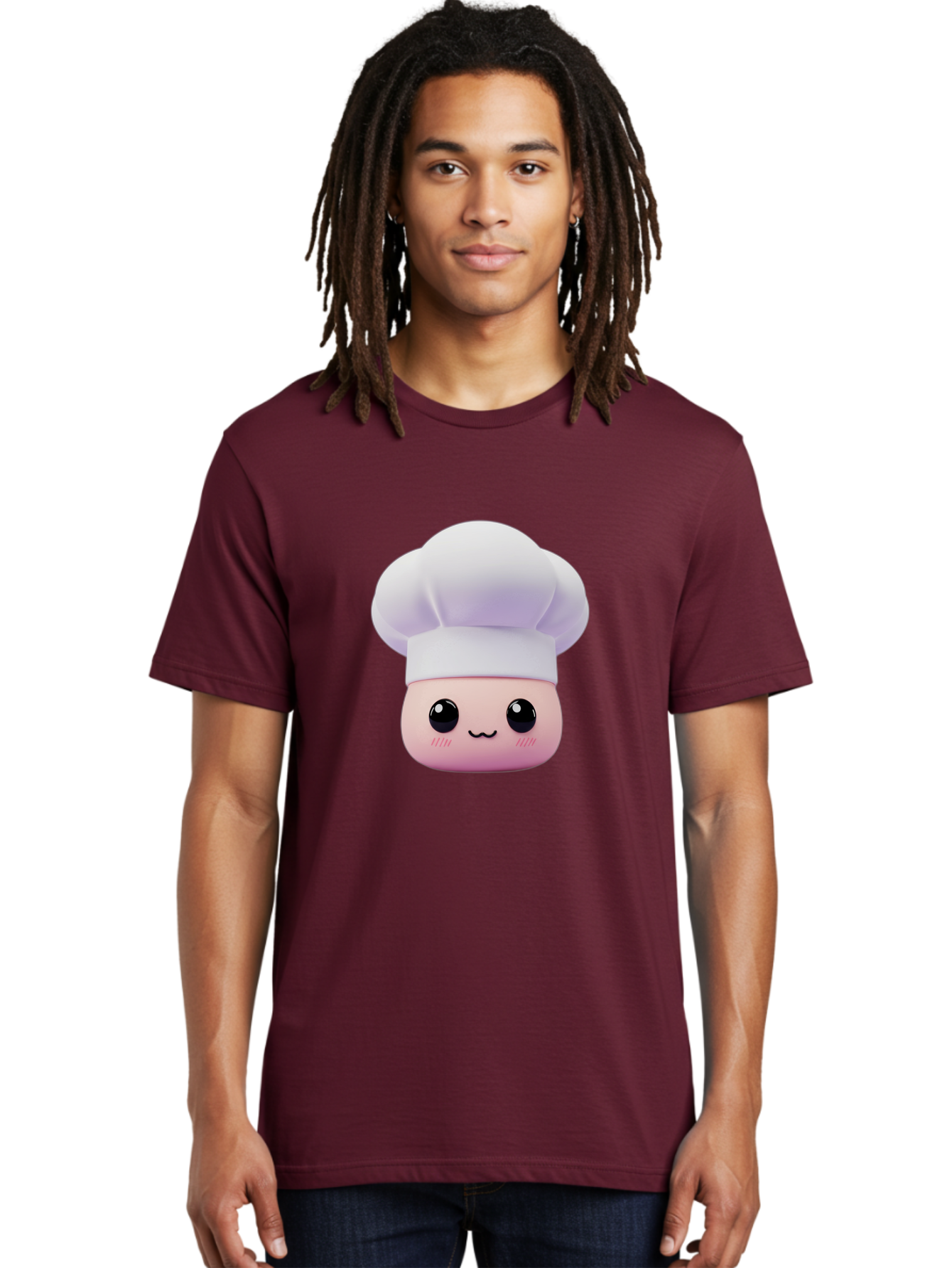 Chef-4 Men'S Graphic Tee, 100% Cotton, Comfortable Casual Summer Wear, Machine Washable, Cartoon Chef Character, Chef Hat, Cute Face, Cooking Theme, Kawaii Style, Chef Illustration, Culinary Art, Chef Mascot Bac807