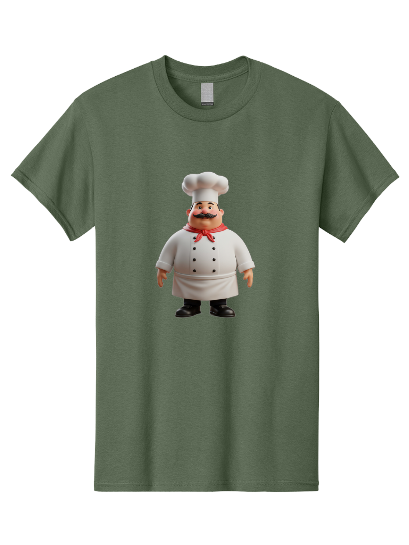 Chef-Character-1 Men'S Graphic Tee, 100% Cotton, Comfortable Casual Summer Wear, Machine Washable, 3D Cartoon Chef, Chef Character, Chef Illustration, Culinary Expert, Kitchen Staff, Cooking Professional, Chef Attire, White Coat, Bac810