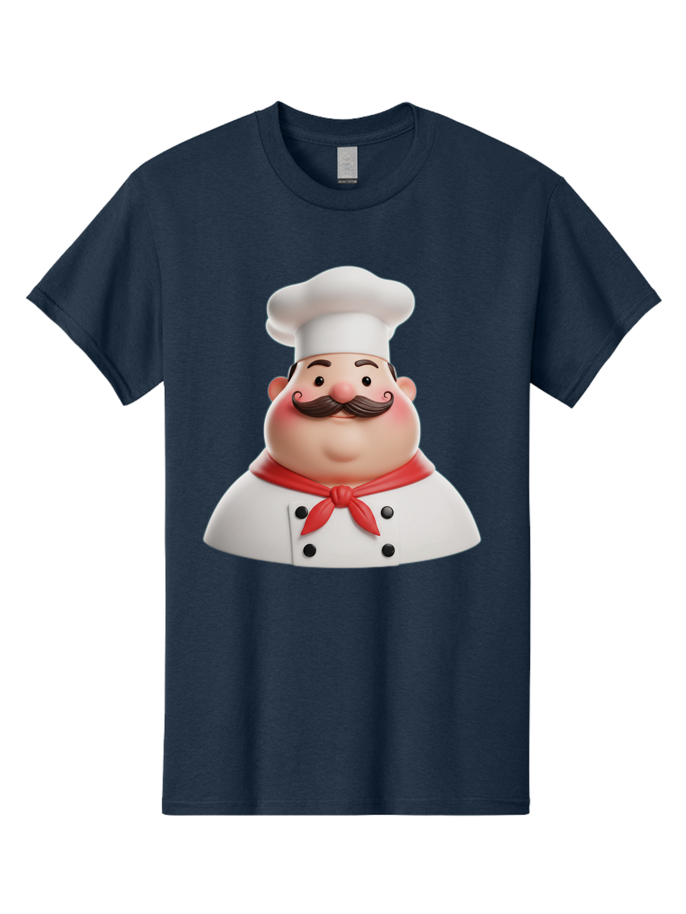 Chef-Character-2 Men'S Graphic Tee, 100% Cotton, Comfortable Casual Summer Wear, Machine Washable, Cartoon Chef, White Hat, Red Scarf, Mustache, Chef Character, Kitchen Staff, Cooking Illustration, Chef Illustration, Culinary Art, 3D Character Bac811
