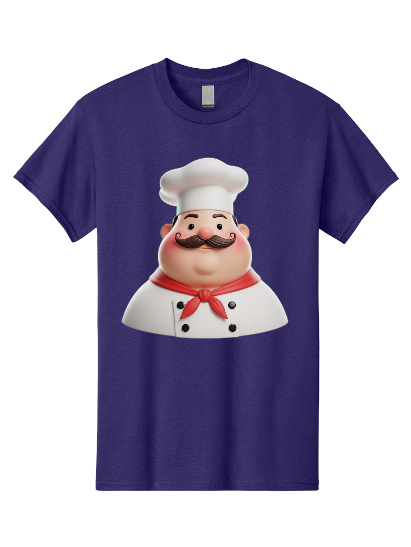 Chef-Character-2 Men'S Graphic Tee, 100% Cotton, Comfortable Casual Summer Wear, Machine Washable, Cartoon Chef, White Hat, Red Scarf, Mustache, Chef Character, Kitchen Staff, Cooking Illustration, Chef Illustration, Culinary Art, 3D Character Bac811