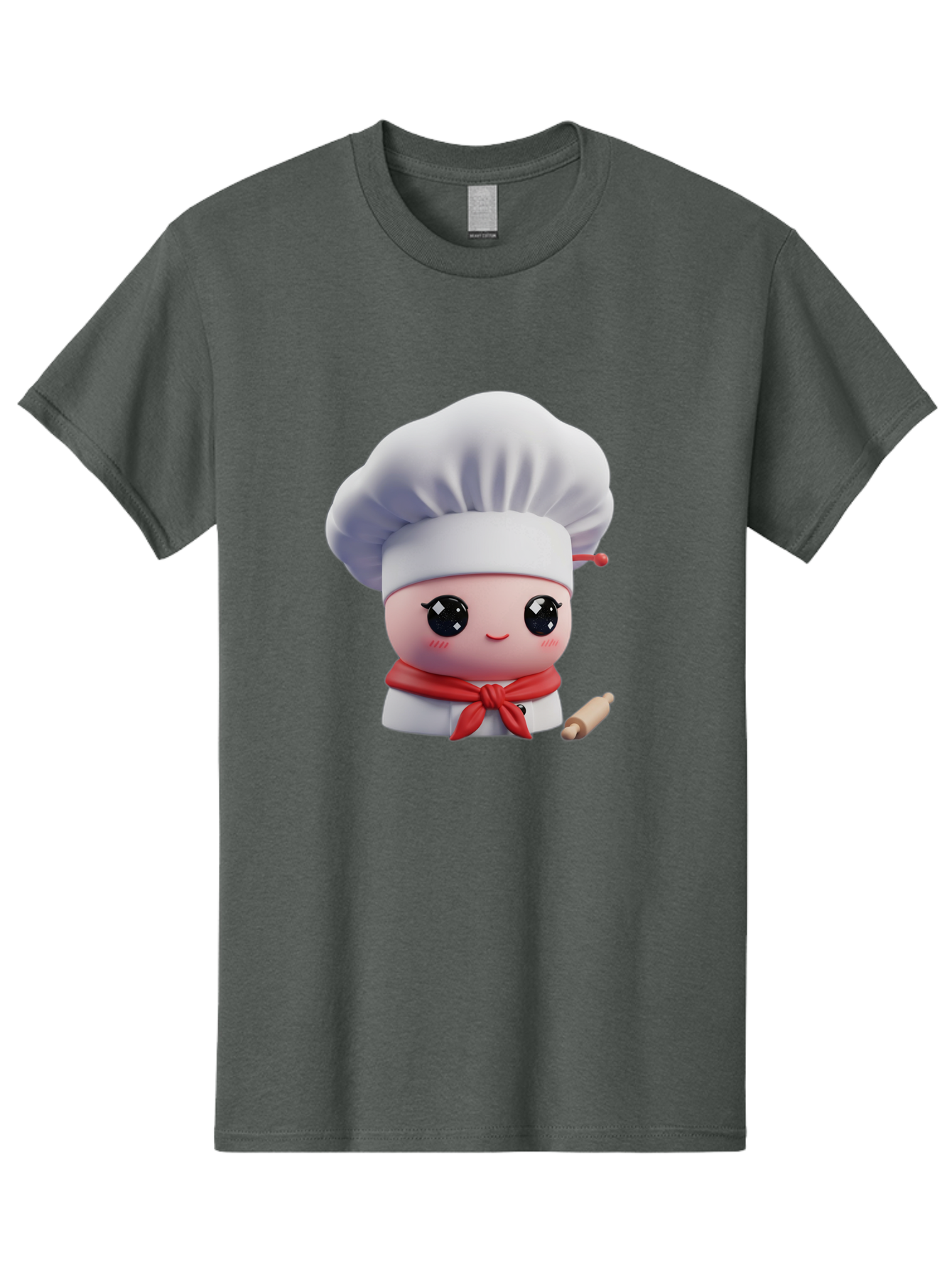 Chef-Character-4 Men'S Graphic Tee, 100% Cotton, Comfortable Casual Summer Wear, Machine Washable, Cartoon Chef Character, Cute Chef Illustration, Chef Hat, Red Scarf, White Uniform, Cooking Utensils, Kitchen Theme, Adorable Chef, Pastry Chef, Bac813