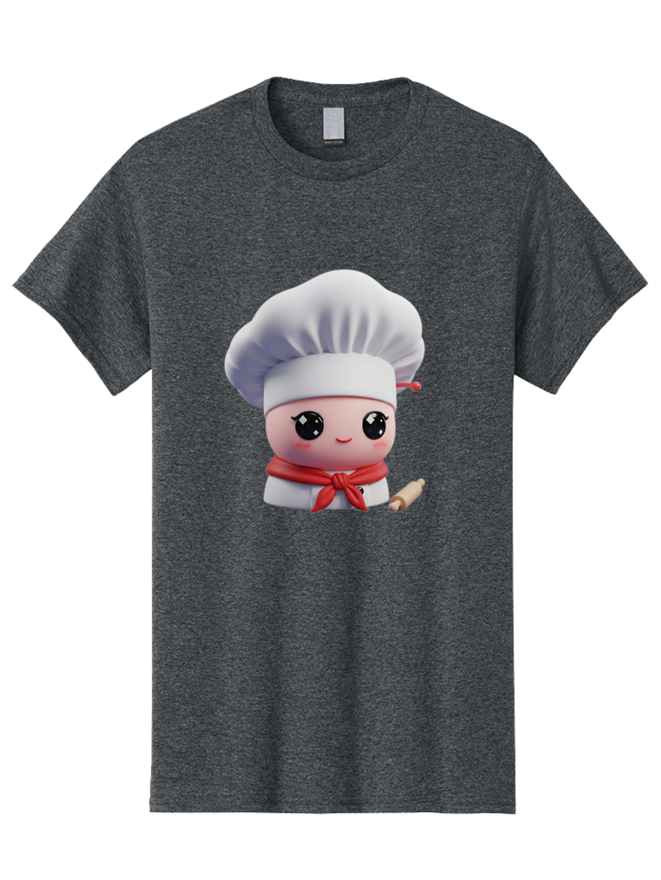 Chef-Character-4 Men'S Graphic Tee, 100% Cotton, Comfortable Casual Summer Wear, Machine Washable, Cartoon Chef Character, Cute Chef Illustration, Chef Hat, Red Scarf, White Uniform, Cooking Utensils, Kitchen Theme, Adorable Chef, Pastry Chef, Bac813