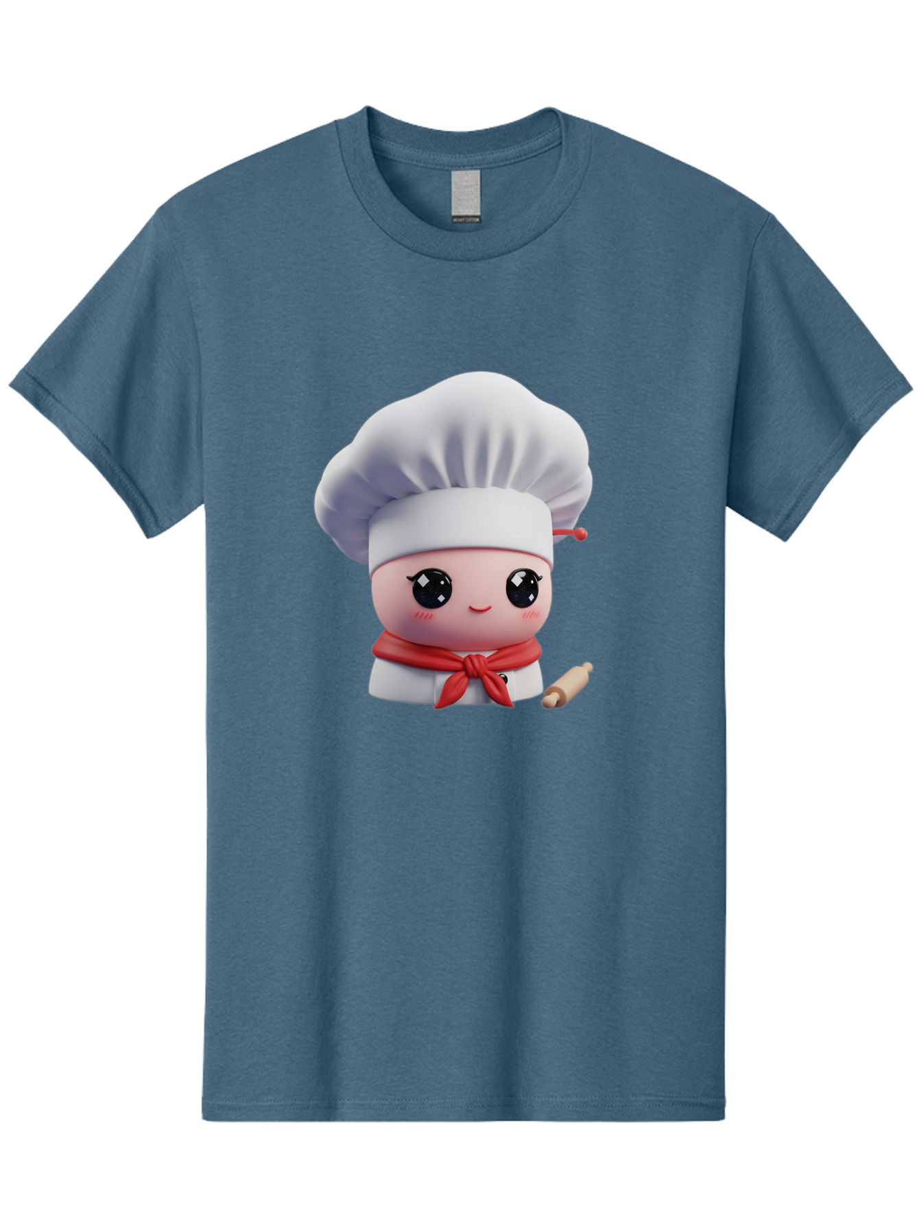 Chef-Character-4 Men'S Graphic Tee, 100% Cotton, Comfortable Casual Summer Wear, Machine Washable, Cartoon Chef Character, Cute Chef Illustration, Chef Hat, Red Scarf, White Uniform, Cooking Utensils, Kitchen Theme, Adorable Chef, Pastry Chef, Bac813