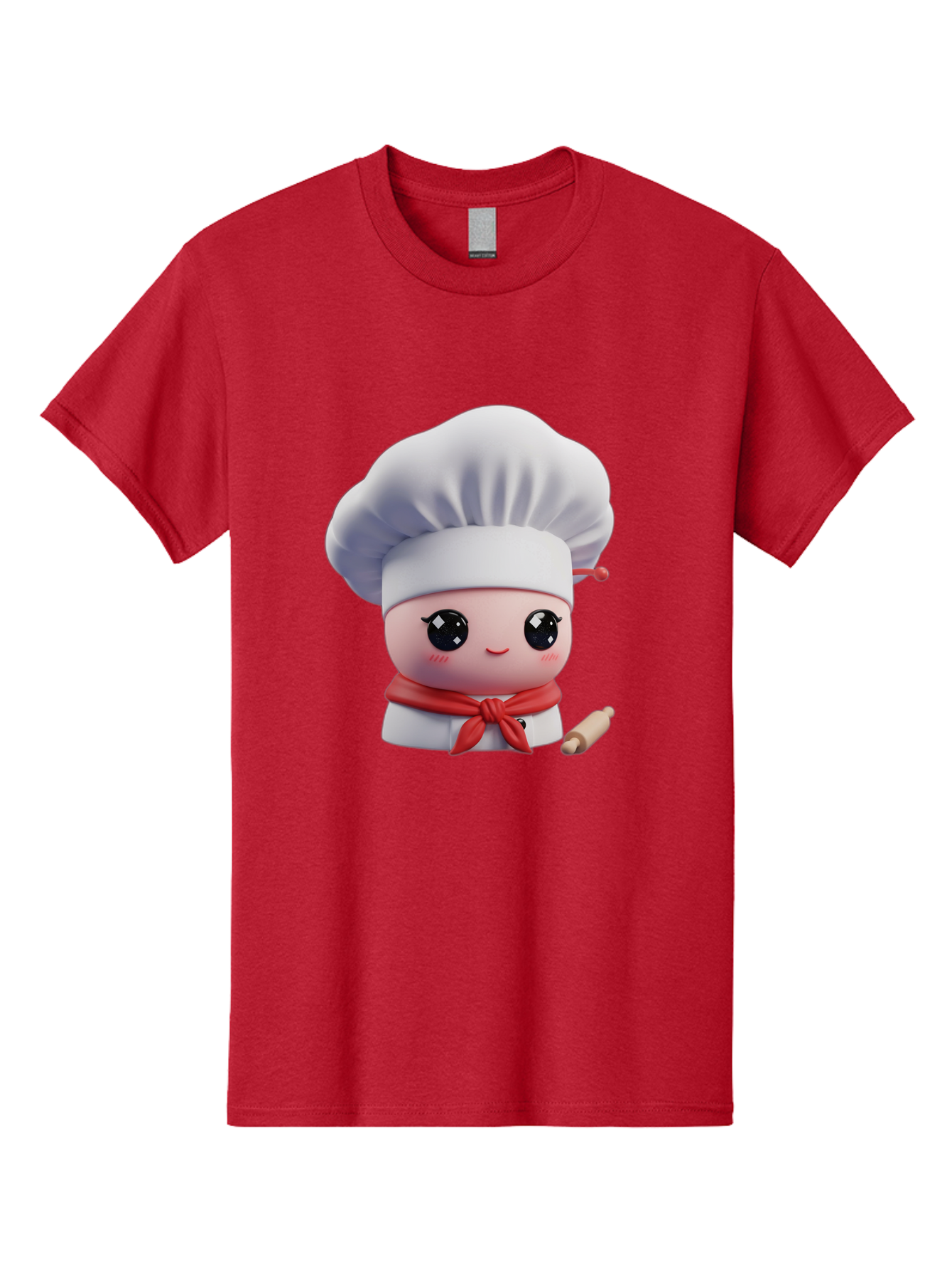 Chef-Character-4 Men'S Graphic Tee, 100% Cotton, Comfortable Casual Summer Wear, Machine Washable, Cartoon Chef Character, Cute Chef Illustration, Chef Hat, Red Scarf, White Uniform, Cooking Utensils, Kitchen Theme, Adorable Chef, Pastry Chef, Bac813