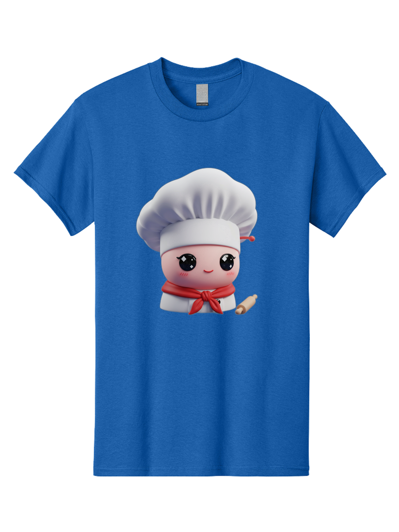 Chef-Character-4 Men'S Graphic Tee, 100% Cotton, Comfortable Casual Summer Wear, Machine Washable, Cartoon Chef Character, Cute Chef Illustration, Chef Hat, Red Scarf, White Uniform, Cooking Utensils, Kitchen Theme, Adorable Chef, Pastry Chef, Bac813