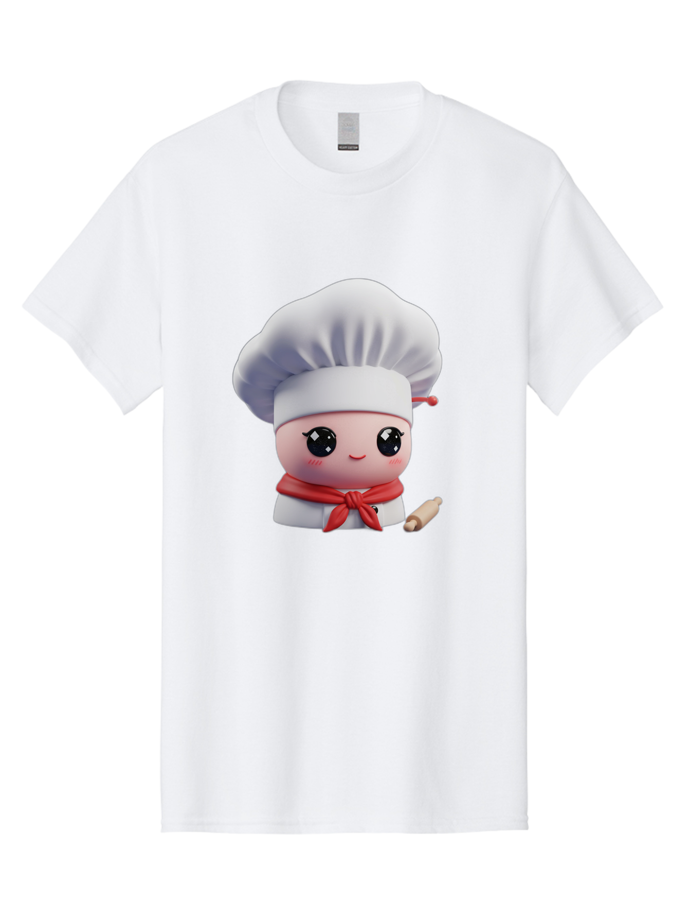 Chef-Character-4 Men'S Graphic Tee, 100% Cotton, Comfortable Casual Summer Wear, Machine Washable, Cartoon Chef Character, Cute Chef Illustration, Chef Hat, Red Scarf, White Uniform, Cooking Utensils, Kitchen Theme, Adorable Chef, Pastry Chef, Bac813