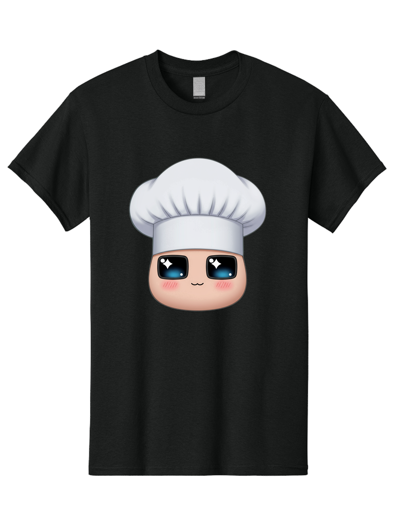 Chef-Emoji-1 Men'S Graphic Tee, 100% Cotton, Comfortable Casual Summer Wear, Machine Washable, Cartoon Chef, Cooking Emoji, Chef Hat, Cute Face, Sparkle Eyes, Rosy Cheeks, Kawaii Style, Culinary Art, Foodie, Cooking Enthusiast Bac816