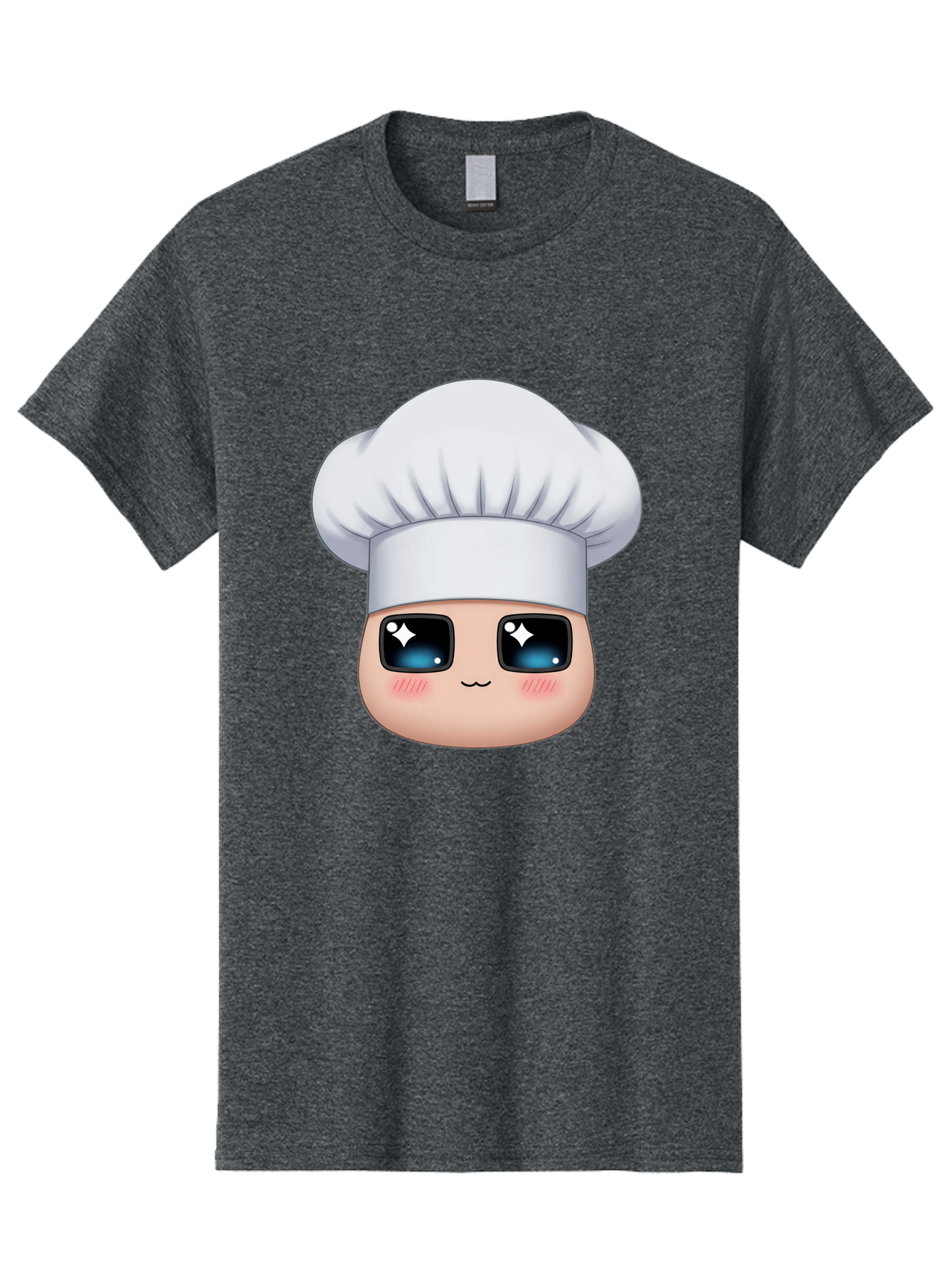 Chef-Emoji-1 Men'S Graphic Tee, 100% Cotton, Comfortable Casual Summer Wear, Machine Washable, Cartoon Chef, Cooking Emoji, Chef Hat, Cute Face, Sparkle Eyes, Rosy Cheeks, Kawaii Style, Culinary Art, Foodie, Cooking Enthusiast Bac816