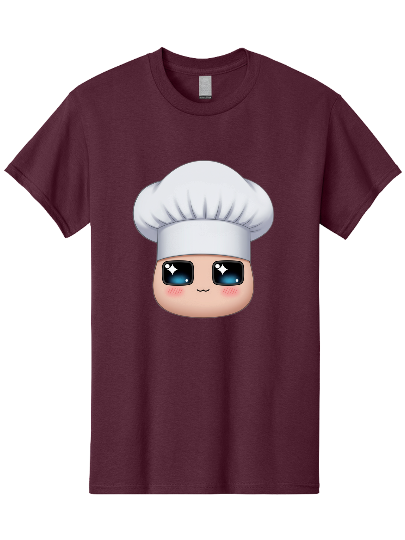 Chef-Emoji-1 Men'S Graphic Tee, 100% Cotton, Comfortable Casual Summer Wear, Machine Washable, Cartoon Chef, Cooking Emoji, Chef Hat, Cute Face, Sparkle Eyes, Rosy Cheeks, Kawaii Style, Culinary Art, Foodie, Cooking Enthusiast Bac816
