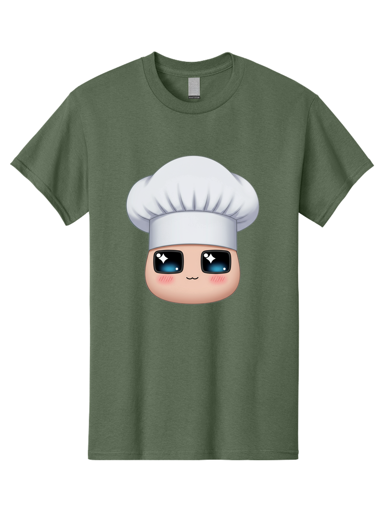 Chef-Emoji-1 Men'S Graphic Tee, 100% Cotton, Comfortable Casual Summer Wear, Machine Washable, Cartoon Chef, Cooking Emoji, Chef Hat, Cute Face, Sparkle Eyes, Rosy Cheeks, Kawaii Style, Culinary Art, Foodie, Cooking Enthusiast Bac816