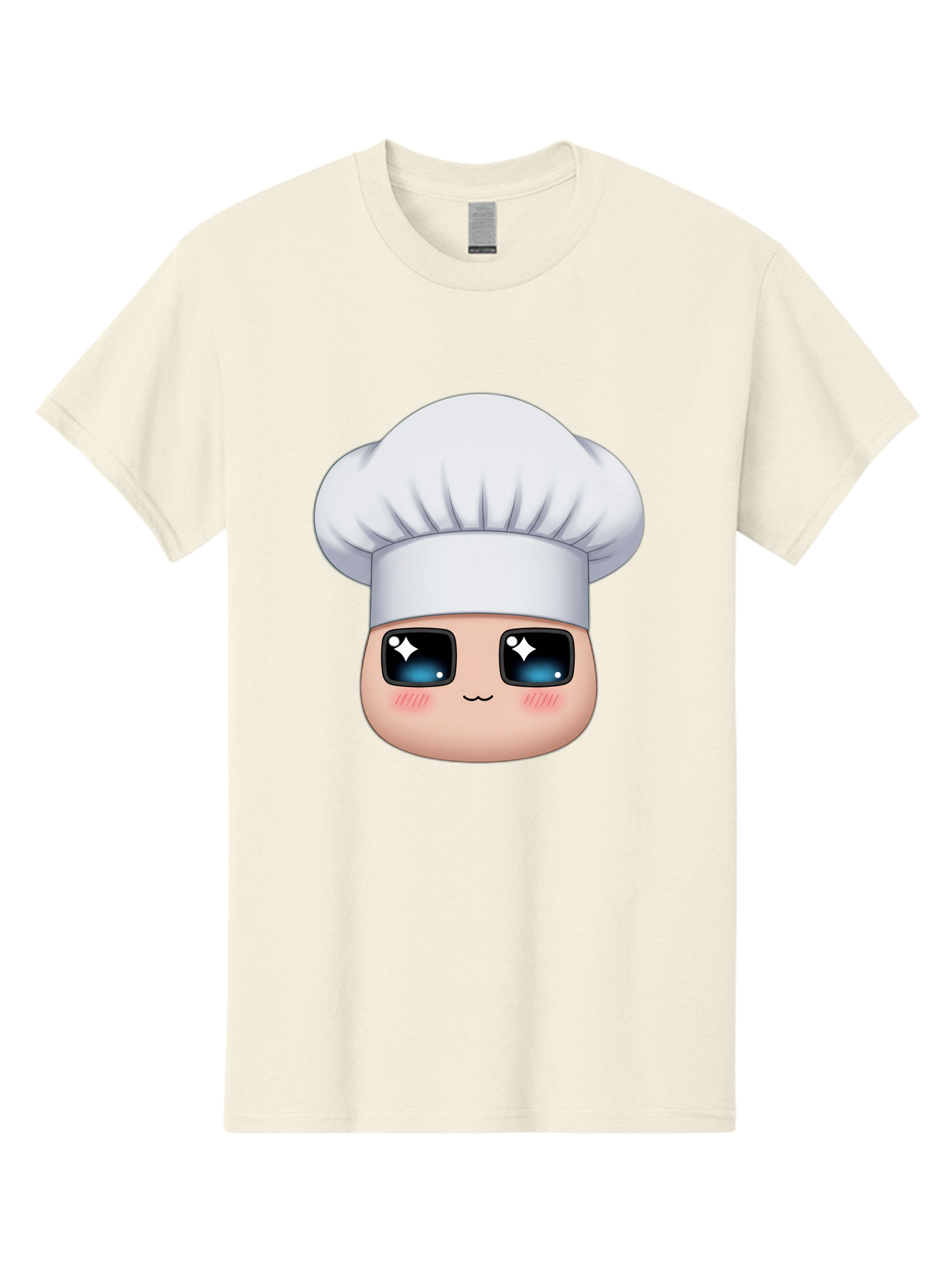 Chef-Emoji-1 Men'S Graphic Tee, 100% Cotton, Comfortable Casual Summer Wear, Machine Washable, Cartoon Chef, Cooking Emoji, Chef Hat, Cute Face, Sparkle Eyes, Rosy Cheeks, Kawaii Style, Culinary Art, Foodie, Cooking Enthusiast Bac816
