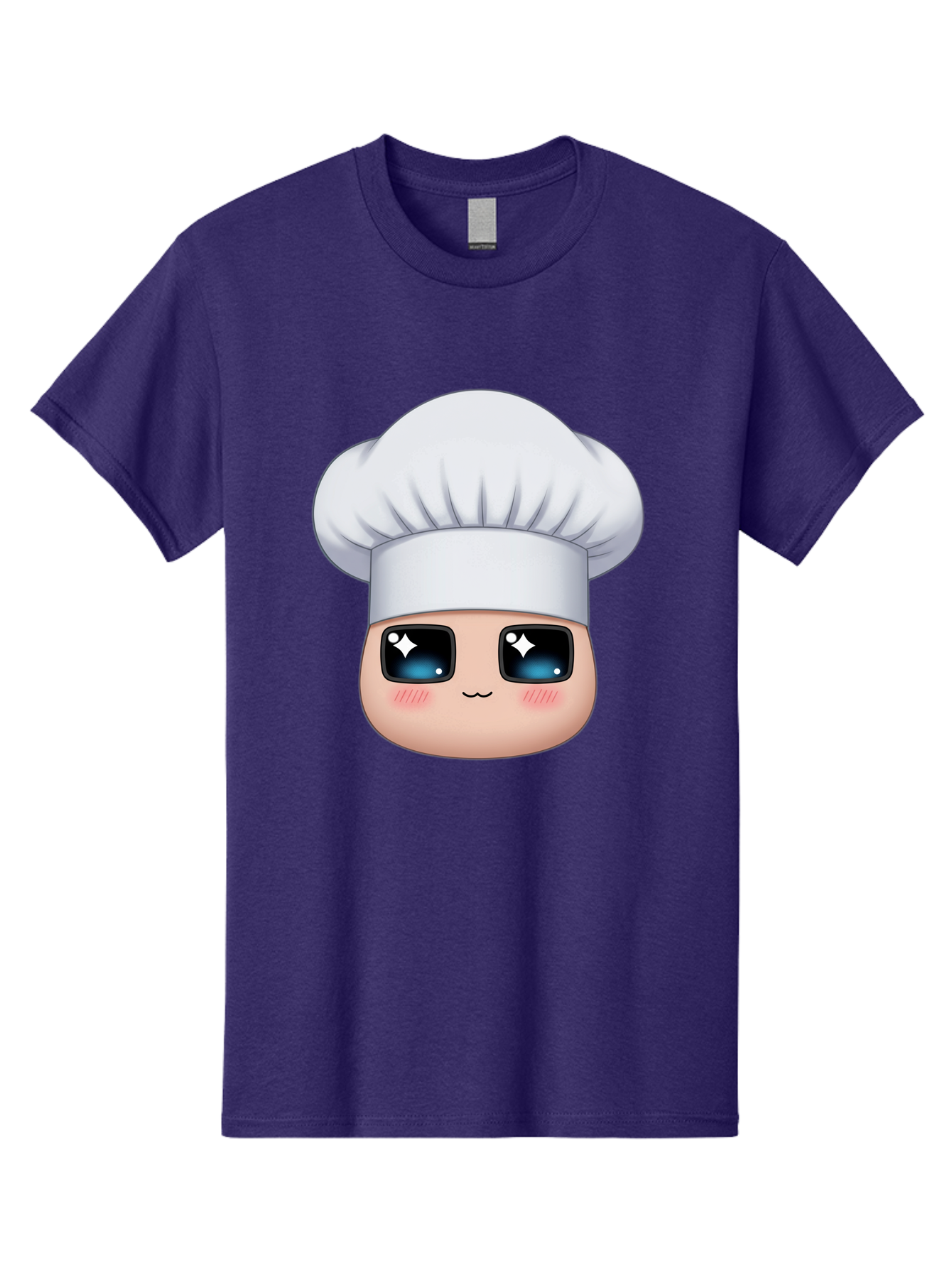Chef-Emoji-1 Men'S Graphic Tee, 100% Cotton, Comfortable Casual Summer Wear, Machine Washable, Cartoon Chef, Cooking Emoji, Chef Hat, Cute Face, Sparkle Eyes, Rosy Cheeks, Kawaii Style, Culinary Art, Foodie, Cooking Enthusiast Bac816