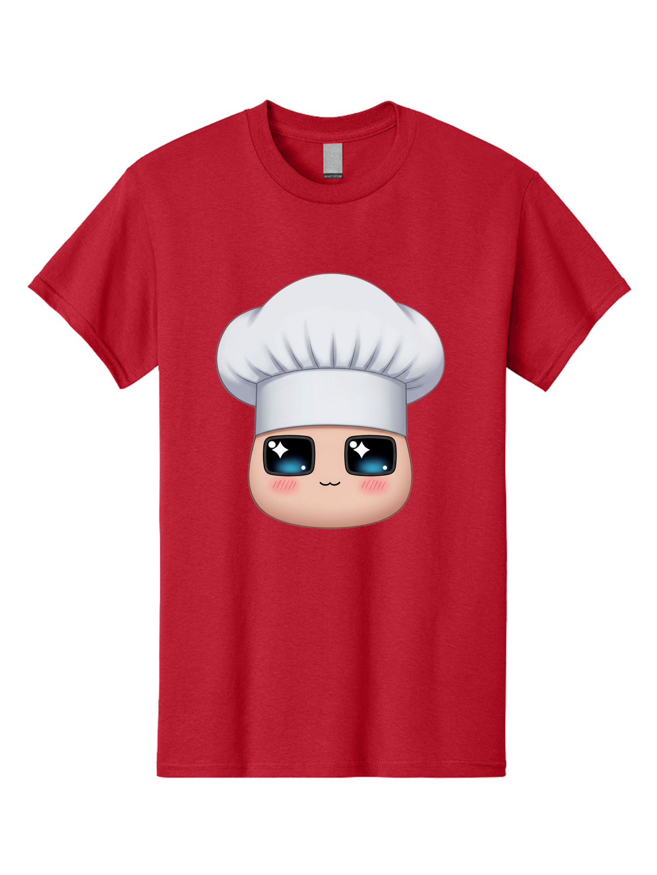 Chef-Emoji-1 Men'S Graphic Tee, 100% Cotton, Comfortable Casual Summer Wear, Machine Washable, Cartoon Chef, Cooking Emoji, Chef Hat, Cute Face, Sparkle Eyes, Rosy Cheeks, Kawaii Style, Culinary Art, Foodie, Cooking Enthusiast Bac816