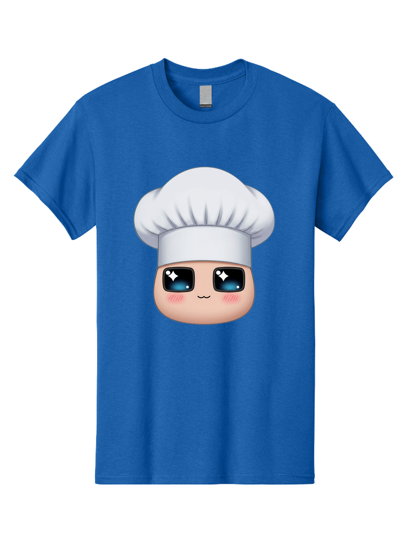Chef-Emoji-1 Men'S Graphic Tee, 100% Cotton, Comfortable Casual Summer Wear, Machine Washable, Cartoon Chef, Cooking Emoji, Chef Hat, Cute Face, Sparkle Eyes, Rosy Cheeks, Kawaii Style, Culinary Art, Foodie, Cooking Enthusiast Bac816