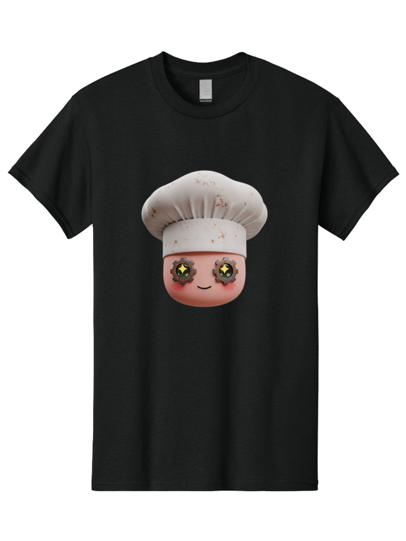 Chef-Emoji-2 Men'S Graphic Tee, 100% Cotton, Comfortable Casual Summer Wear, Machine Washable, Cartoon Chef, Cooking Emoji, Chef Hat, Robotic Eyes, Culinary Art, Kitchen Creativity, Digital Character, Foodie Fun, Animated Chef, Bac817