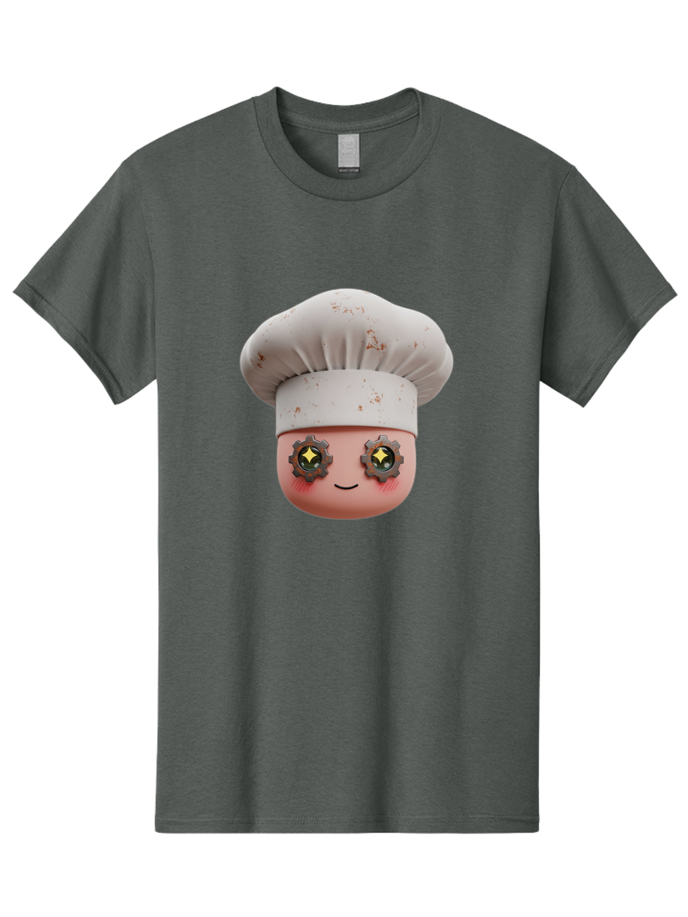 Chef-Emoji-2 Men'S Graphic Tee, 100% Cotton, Comfortable Casual Summer Wear, Machine Washable, Cartoon Chef, Cooking Emoji, Chef Hat, Robotic Eyes, Culinary Art, Kitchen Creativity, Digital Character, Foodie Fun, Animated Chef, Bac817