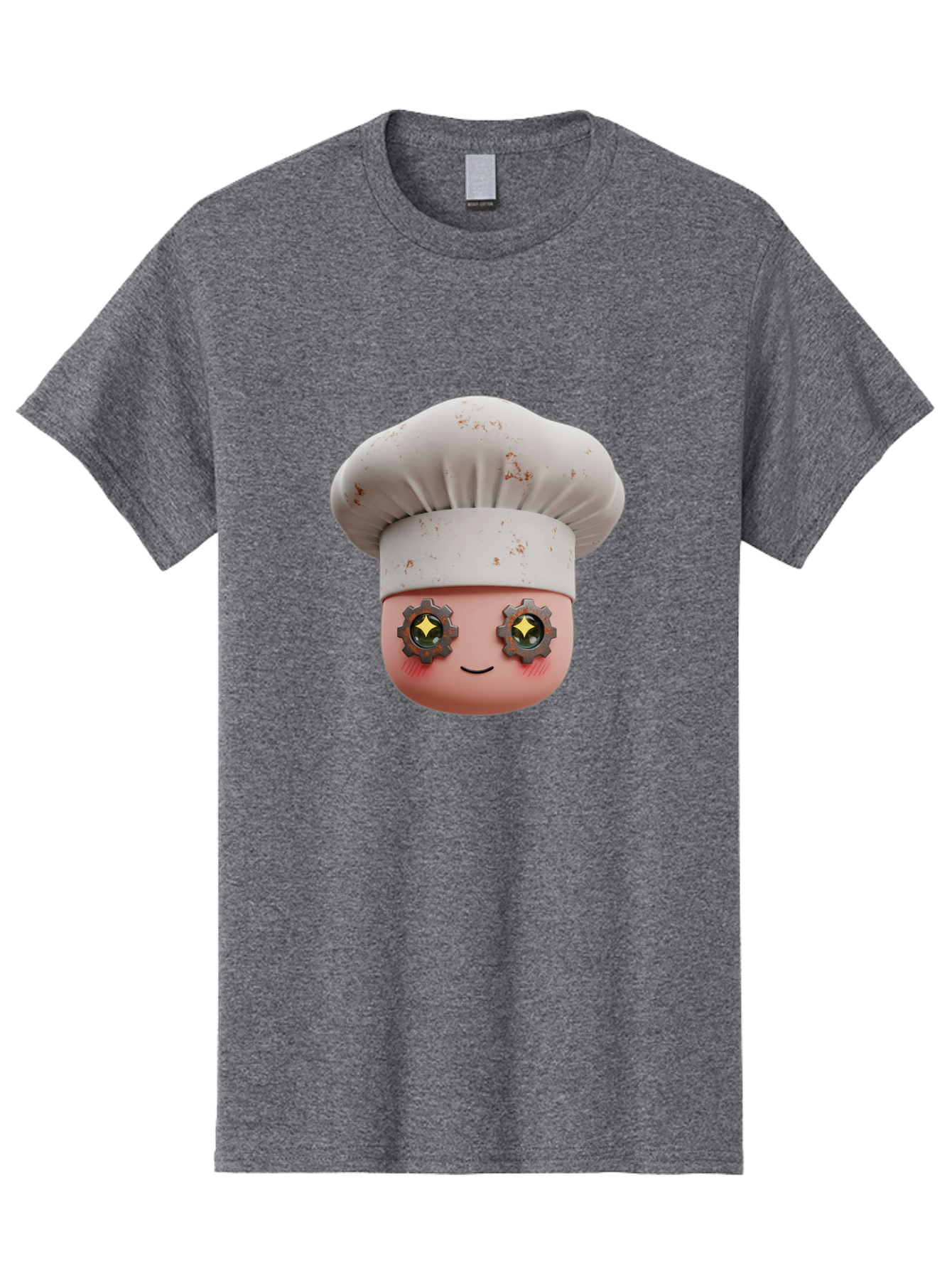 Chef-Emoji-2 Men'S Graphic Tee, 100% Cotton, Comfortable Casual Summer Wear, Machine Washable, Cartoon Chef, Cooking Emoji, Chef Hat, Robotic Eyes, Culinary Art, Kitchen Creativity, Digital Character, Foodie Fun, Animated Chef, Bac817