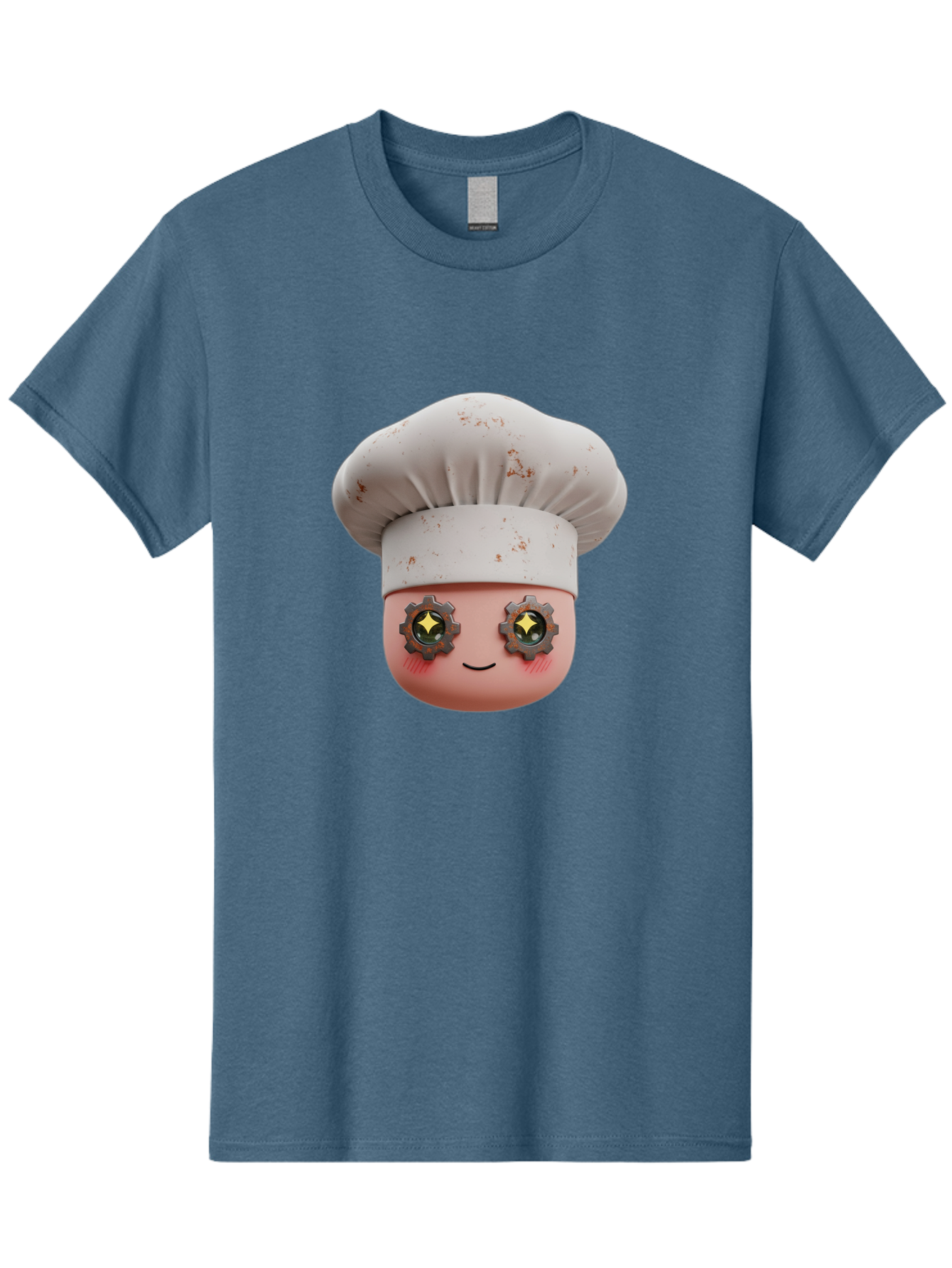 Chef-Emoji-2 Men'S Graphic Tee, 100% Cotton, Comfortable Casual Summer Wear, Machine Washable, Cartoon Chef, Cooking Emoji, Chef Hat, Robotic Eyes, Culinary Art, Kitchen Creativity, Digital Character, Foodie Fun, Animated Chef, Bac817