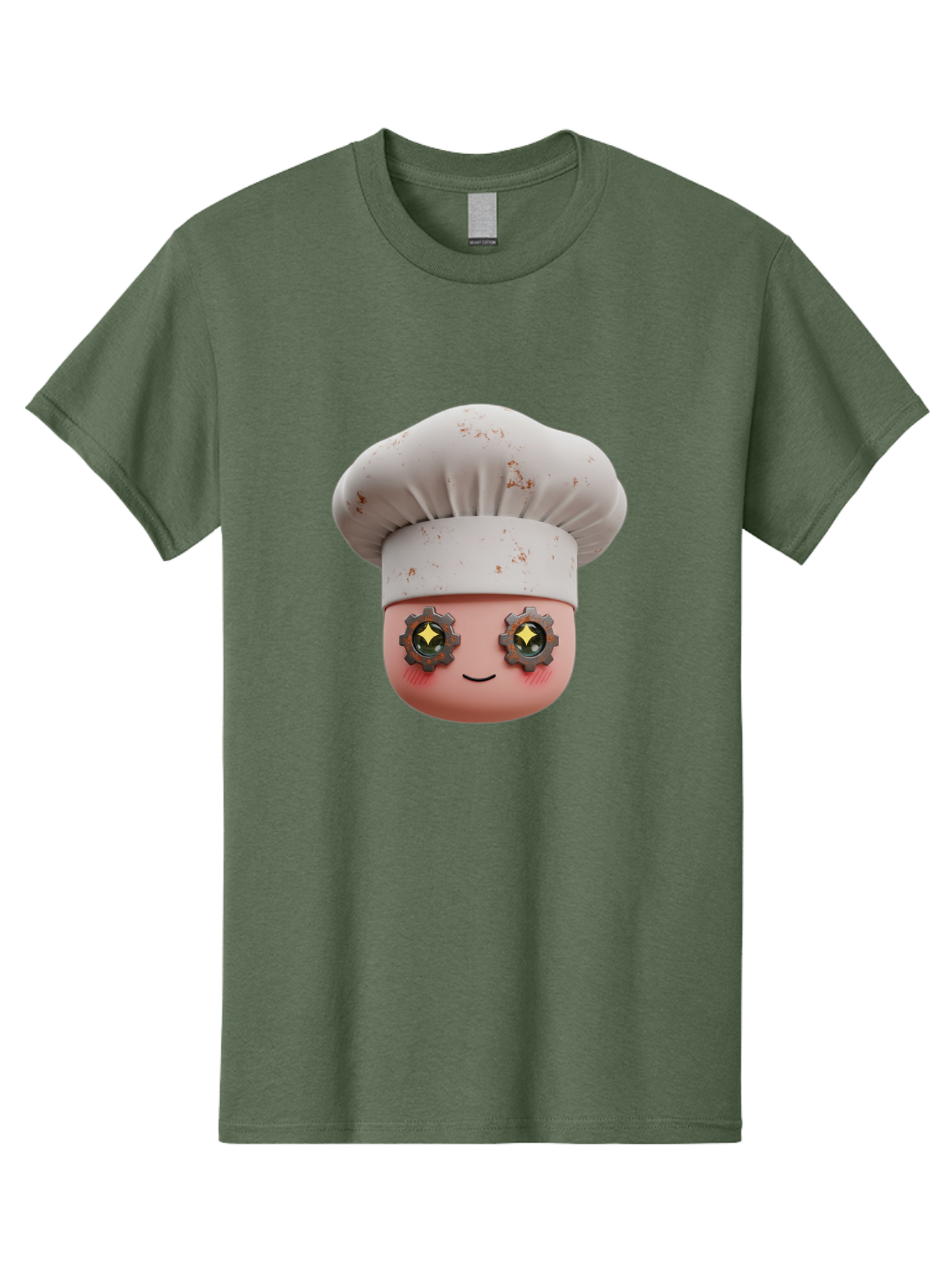 Chef-Emoji-2 Men'S Graphic Tee, 100% Cotton, Comfortable Casual Summer Wear, Machine Washable, Cartoon Chef, Cooking Emoji, Chef Hat, Robotic Eyes, Culinary Art, Kitchen Creativity, Digital Character, Foodie Fun, Animated Chef, Bac817