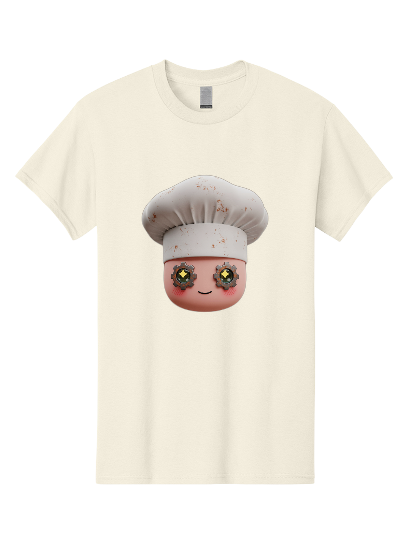 Chef-Emoji-2 Men'S Graphic Tee, 100% Cotton, Comfortable Casual Summer Wear, Machine Washable, Cartoon Chef, Cooking Emoji, Chef Hat, Robotic Eyes, Culinary Art, Kitchen Creativity, Digital Character, Foodie Fun, Animated Chef, Bac817