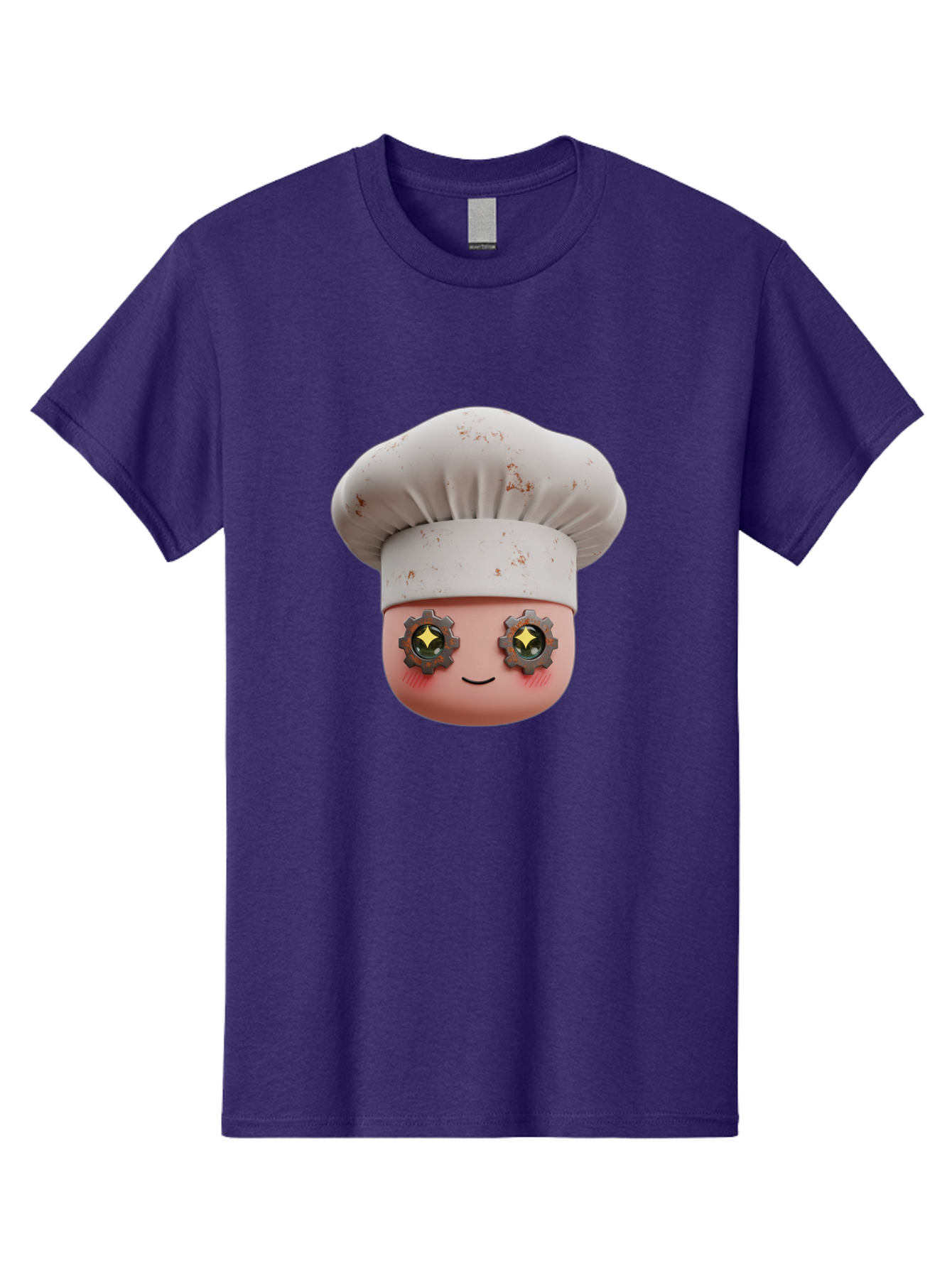 Chef-Emoji-2 Men'S Graphic Tee, 100% Cotton, Comfortable Casual Summer Wear, Machine Washable, Cartoon Chef, Cooking Emoji, Chef Hat, Robotic Eyes, Culinary Art, Kitchen Creativity, Digital Character, Foodie Fun, Animated Chef, Bac817