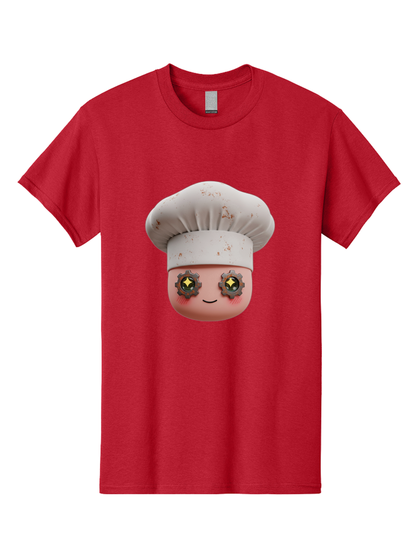 Chef-Emoji-2 Men'S Graphic Tee, 100% Cotton, Comfortable Casual Summer Wear, Machine Washable, Cartoon Chef, Cooking Emoji, Chef Hat, Robotic Eyes, Culinary Art, Kitchen Creativity, Digital Character, Foodie Fun, Animated Chef, Bac817