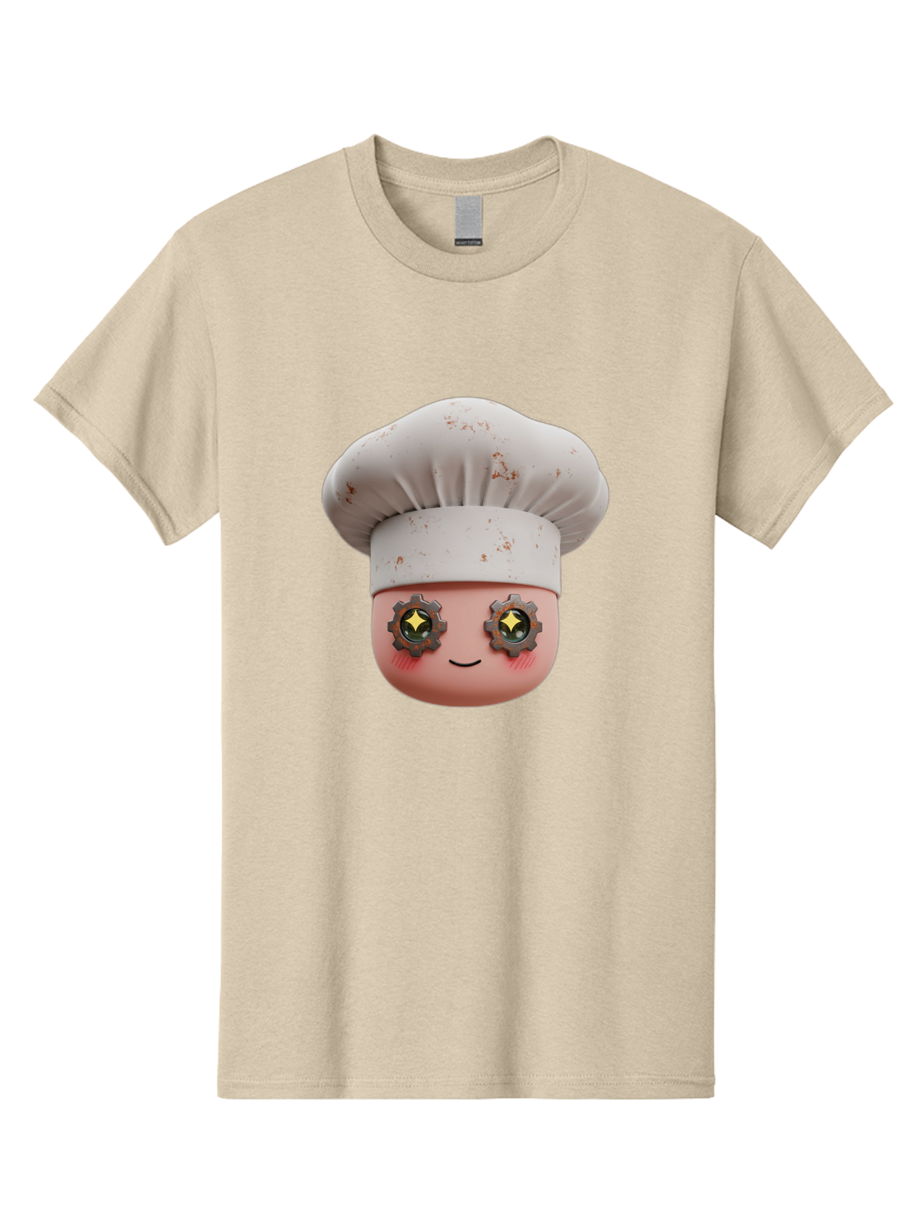 Chef-Emoji-2 Men'S Graphic Tee, 100% Cotton, Comfortable Casual Summer Wear, Machine Washable, Cartoon Chef, Cooking Emoji, Chef Hat, Robotic Eyes, Culinary Art, Kitchen Creativity, Digital Character, Foodie Fun, Animated Chef, Bac817