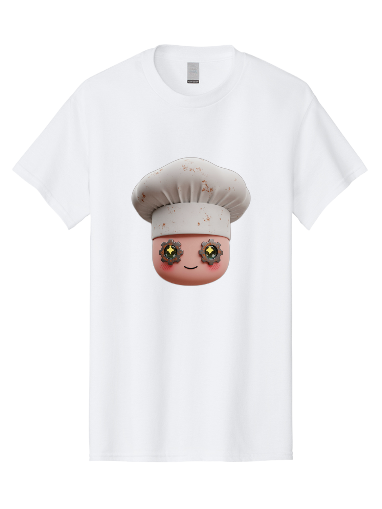 Chef-Emoji-2 Men'S Graphic Tee, 100% Cotton, Comfortable Casual Summer Wear, Machine Washable, Cartoon Chef, Cooking Emoji, Chef Hat, Robotic Eyes, Culinary Art, Kitchen Creativity, Digital Character, Foodie Fun, Animated Chef, Bac817