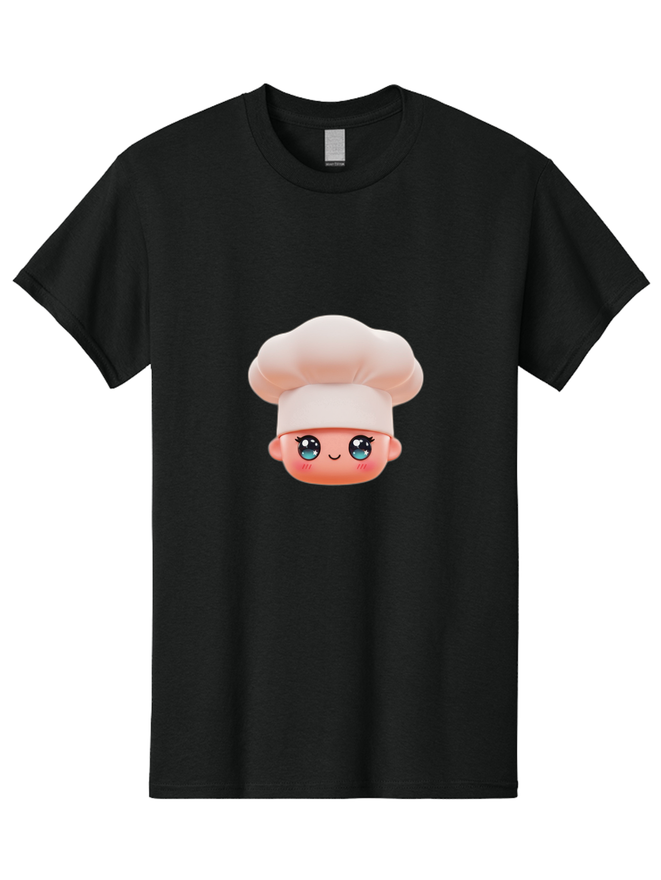 Chef-Emoji-3 Men'S Graphic Tee, 100% Cotton, Comfortable Casual Summer Wear, Machine Washable, Cartoon Character, Chef Hat, Smiling Face, Blue Eyes, Pink Cheeks, Kawaii Style, Cute Illustration, Cooking Theme, Doll Face, Fashion Accessory Bac818
