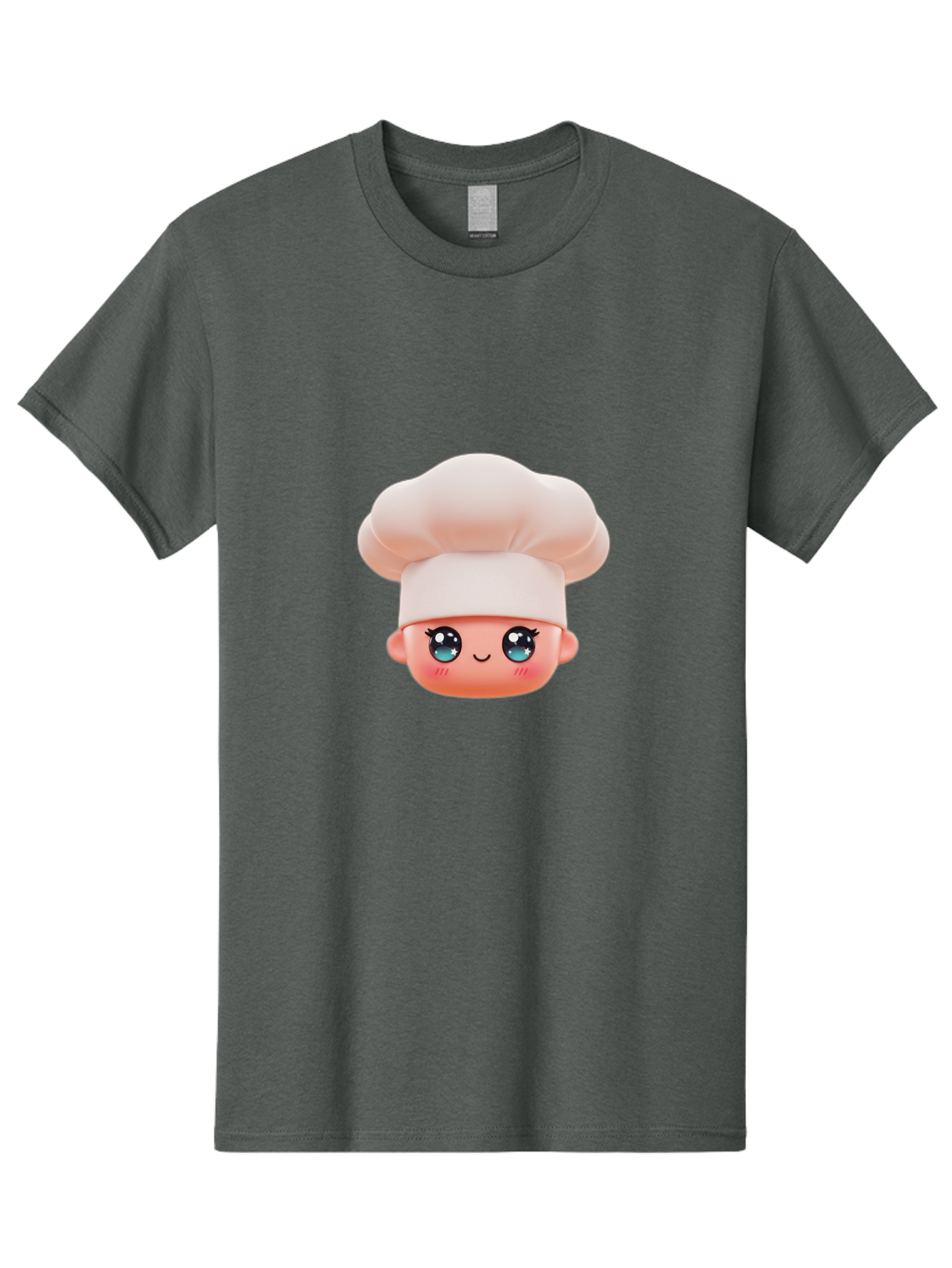 Chef-Emoji-3 Men'S Graphic Tee, 100% Cotton, Comfortable Casual Summer Wear, Machine Washable, Cartoon Character, Chef Hat, Smiling Face, Blue Eyes, Pink Cheeks, Kawaii Style, Cute Illustration, Cooking Theme, Doll Face, Fashion Accessory Bac818