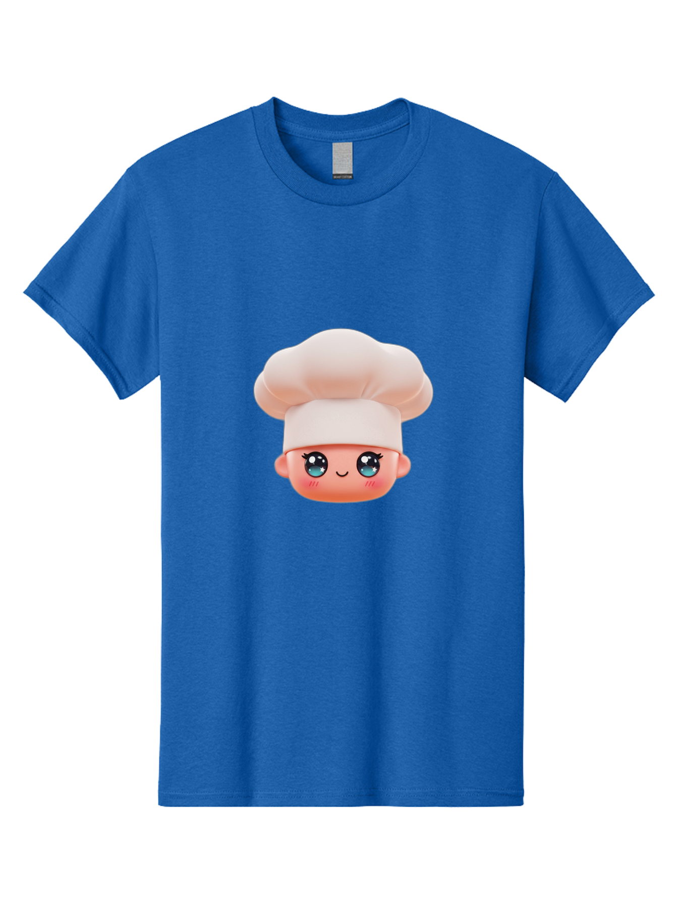 Chef-Emoji-3 Men'S Graphic Tee, 100% Cotton, Comfortable Casual Summer Wear, Machine Washable, Cartoon Character, Chef Hat, Smiling Face, Blue Eyes, Pink Cheeks, Kawaii Style, Cute Illustration, Cooking Theme, Doll Face, Fashion Accessory Bac818