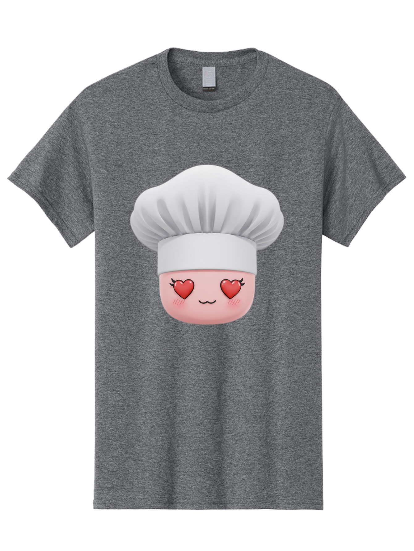 Chef-Emoji Men'S Graphic Tee, 100% Cotton, Comfortable Casual Summer Wear, Machine Washable, Cartoon Chef Hat, Chef Emoji, Cute Chef Face, Heart Eyes, Cooking Love, Culinary Passion, Adorable Character, Facial Expression, Cartoon Style Bac819