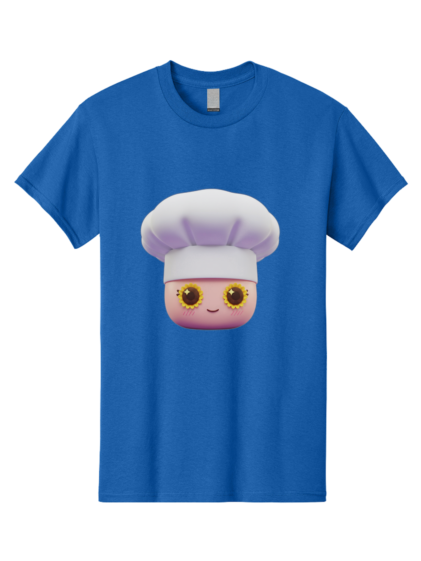 Chef-Emoticon Men'S Graphic Tee, 100% Cotton, Comfortable Casual Summer Wear, Machine Washable, Chef Character, Cute Emoji, Cooking Theme, Sunflower Eyes, Happy Face, Culinary Arts, Kitchen Icon, Cartoon Style Bac820