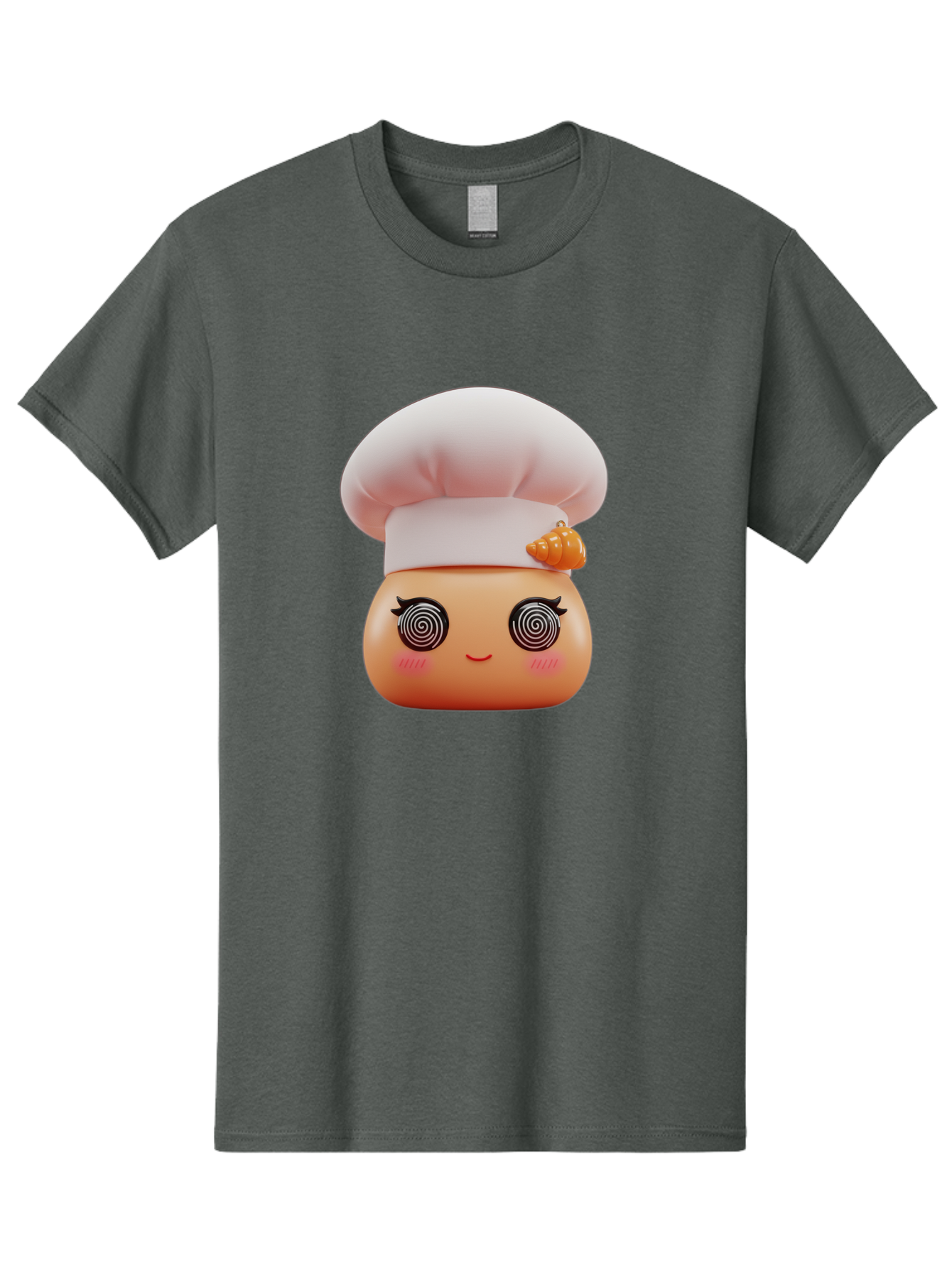 Chef-Face Men'S Graphic Tee, 100% Cotton, Comfortable Casual Summer Wear, Machine Washable, Cartoon Character, Chef Hat, Spiral Eyes, Cute Face, Cooking Theme, Kitchen Art, Whimsical Design, Kawaii Style, Playful Character Bac822