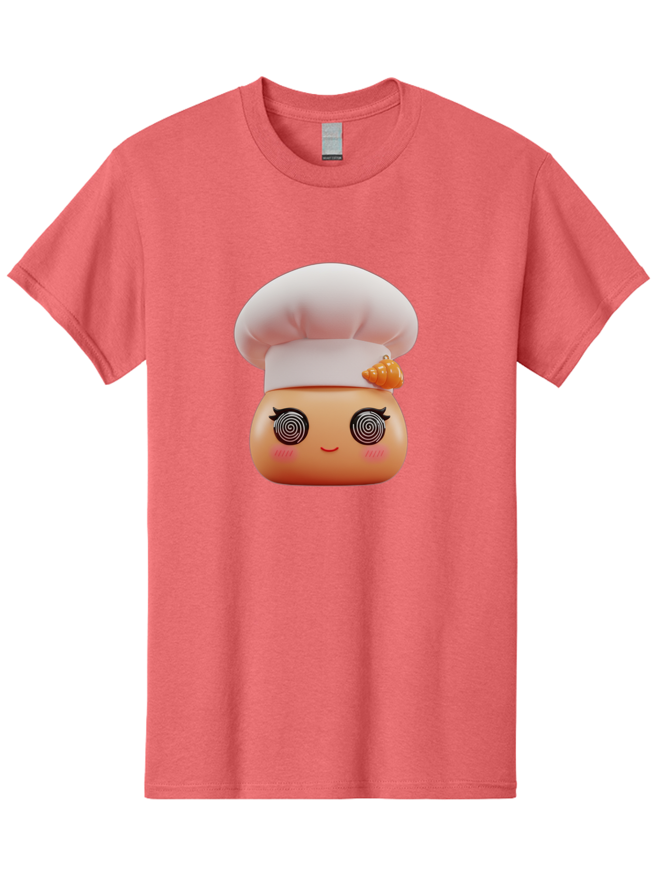 Chef-Face Men'S Graphic Tee, 100% Cotton, Comfortable Casual Summer Wear, Machine Washable, Cartoon Character, Chef Hat, Spiral Eyes, Cute Face, Cooking Theme, Kitchen Art, Whimsical Design, Kawaii Style, Playful Character Bac822