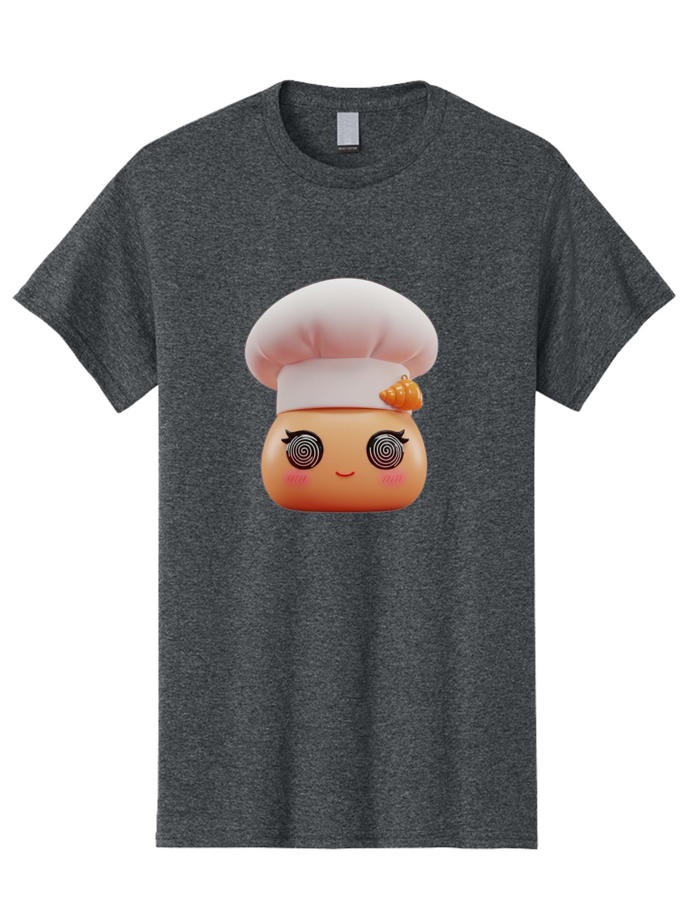 Chef-Face Men'S Graphic Tee, 100% Cotton, Comfortable Casual Summer Wear, Machine Washable, Cartoon Character, Chef Hat, Spiral Eyes, Cute Face, Cooking Theme, Kitchen Art, Whimsical Design, Kawaii Style, Playful Character Bac822