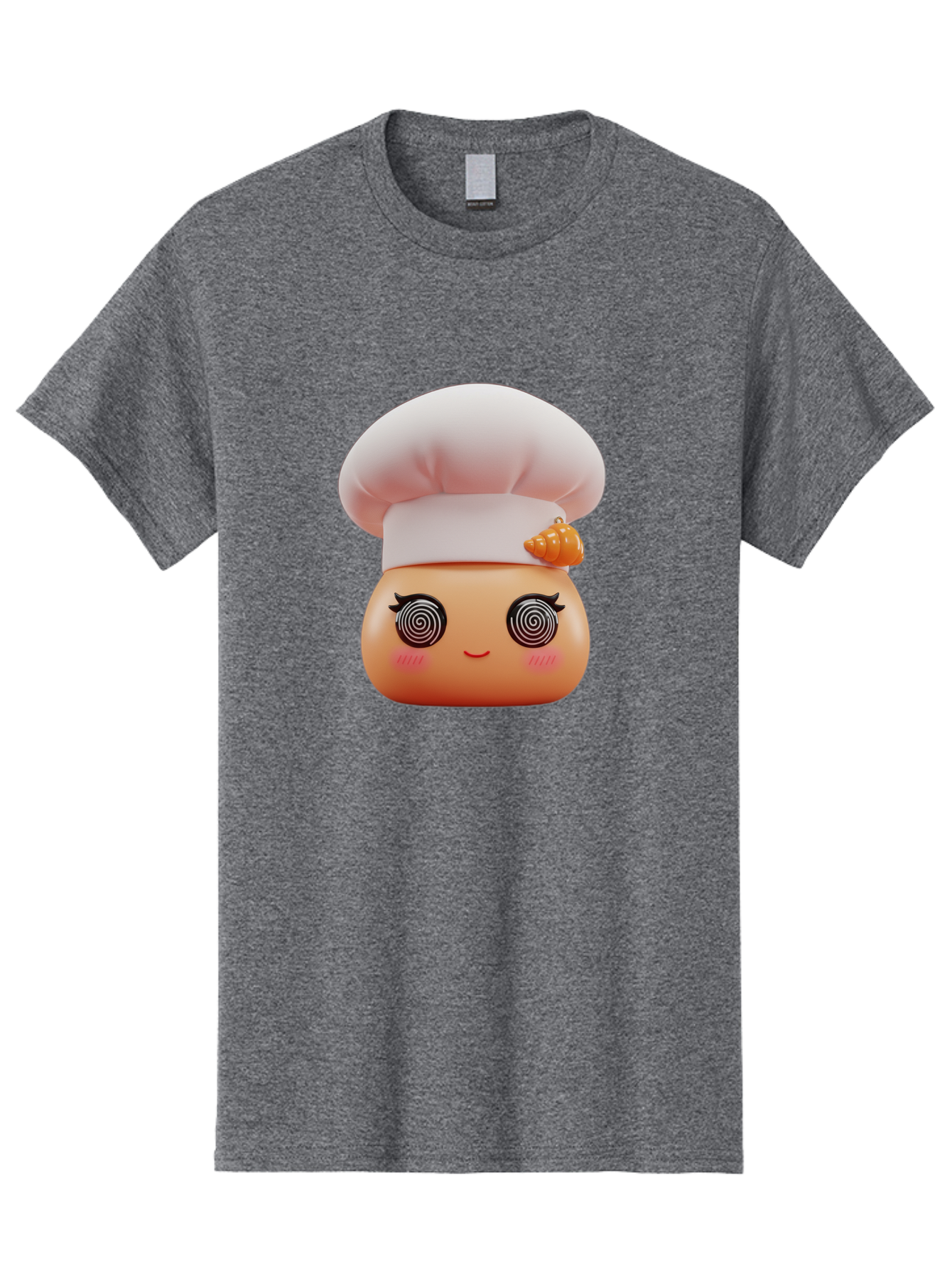 Chef-Face Men'S Graphic Tee, 100% Cotton, Comfortable Casual Summer Wear, Machine Washable, Cartoon Character, Chef Hat, Spiral Eyes, Cute Face, Cooking Theme, Kitchen Art, Whimsical Design, Kawaii Style, Playful Character Bac822