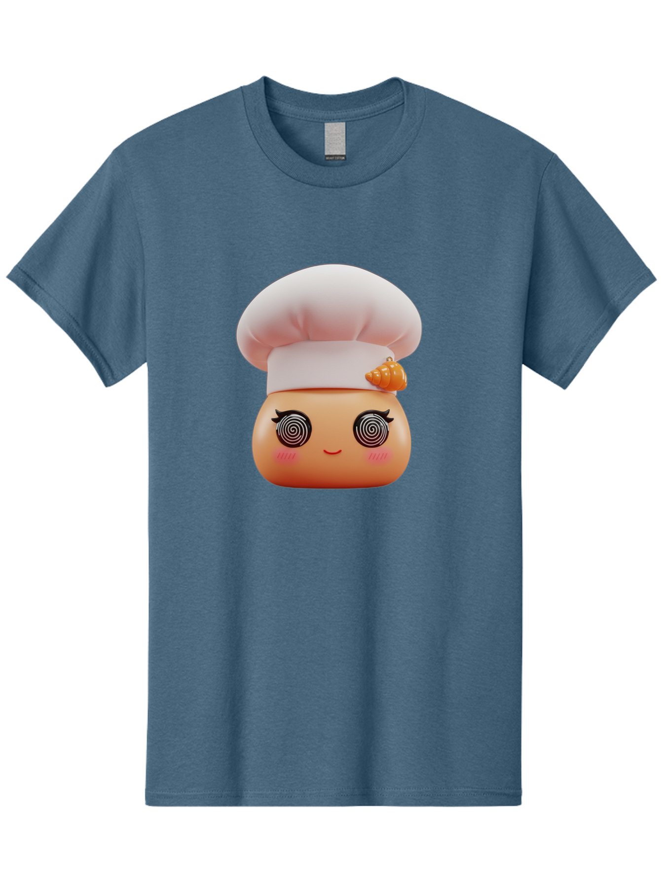 Chef-Face Men'S Graphic Tee, 100% Cotton, Comfortable Casual Summer Wear, Machine Washable, Cartoon Character, Chef Hat, Spiral Eyes, Cute Face, Cooking Theme, Kitchen Art, Whimsical Design, Kawaii Style, Playful Character Bac822