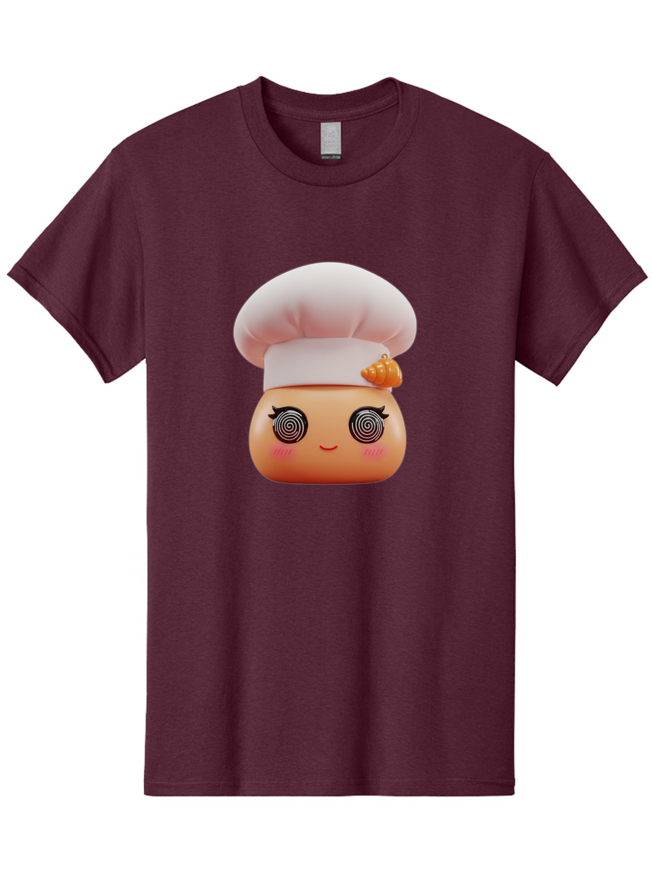 Chef-Face Men'S Graphic Tee, 100% Cotton, Comfortable Casual Summer Wear, Machine Washable, Cartoon Character, Chef Hat, Spiral Eyes, Cute Face, Cooking Theme, Kitchen Art, Whimsical Design, Kawaii Style, Playful Character Bac822
