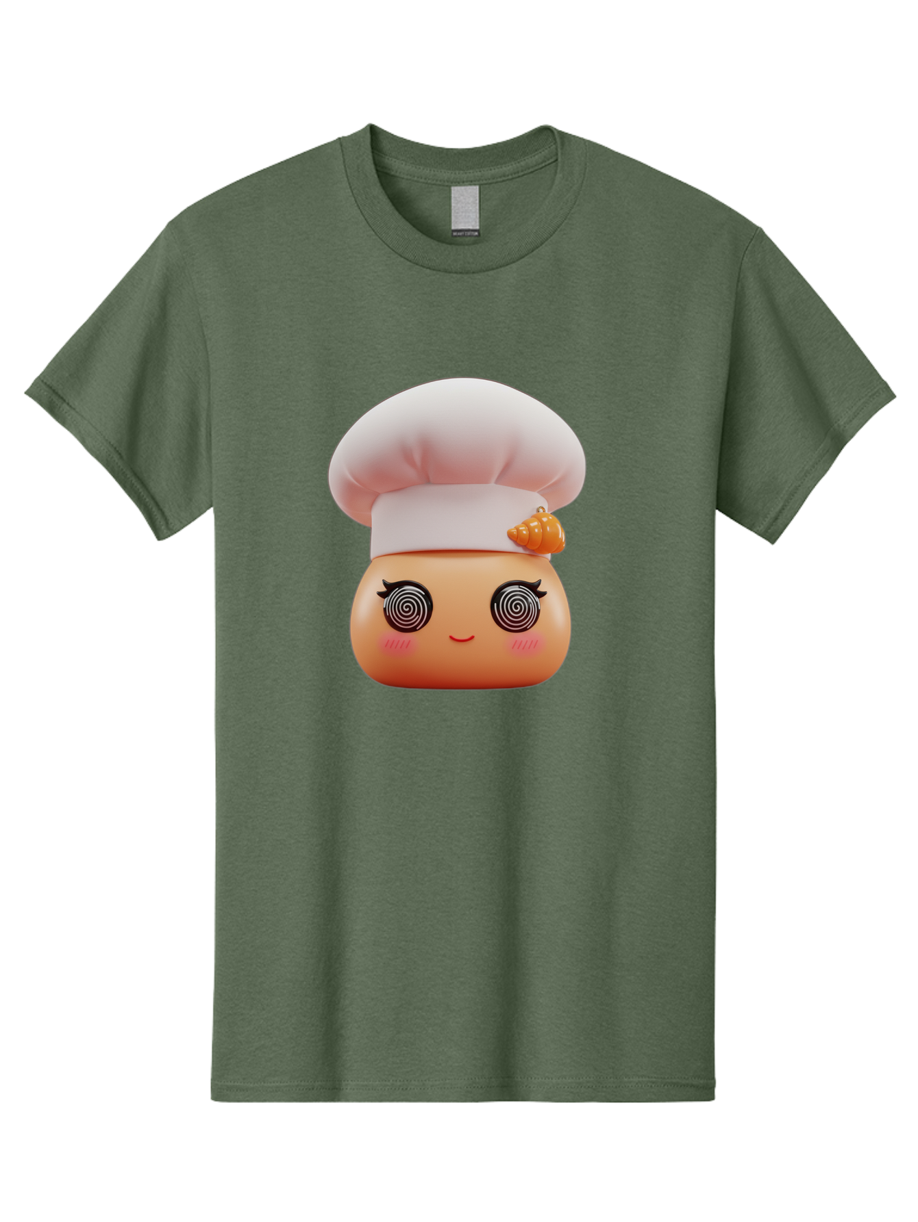 Chef-Face Men'S Graphic Tee, 100% Cotton, Comfortable Casual Summer Wear, Machine Washable, Cartoon Character, Chef Hat, Spiral Eyes, Cute Face, Cooking Theme, Kitchen Art, Whimsical Design, Kawaii Style, Playful Character Bac822