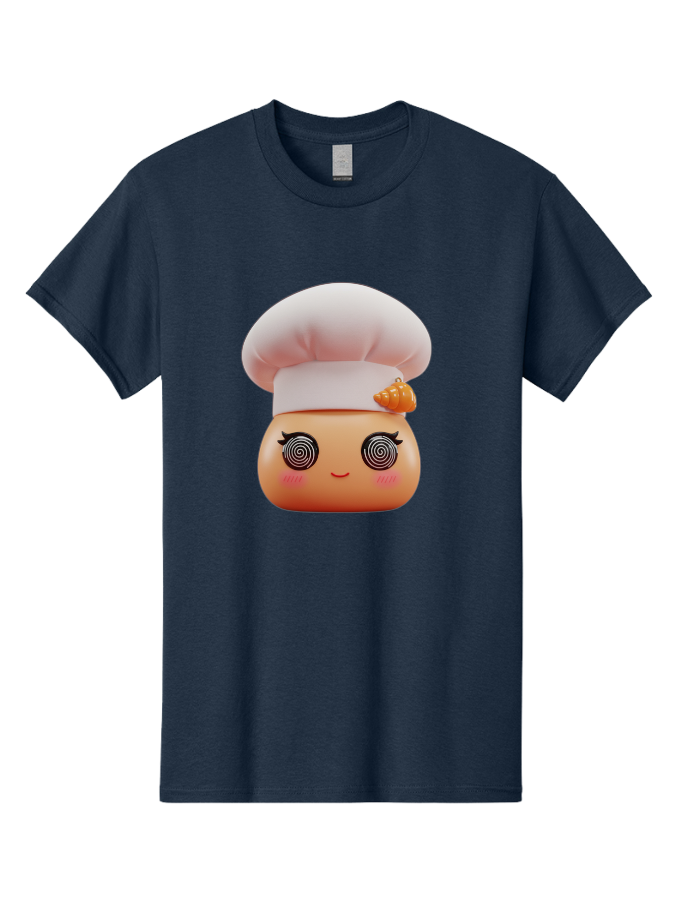 Chef-Face Men'S Graphic Tee, 100% Cotton, Comfortable Casual Summer Wear, Machine Washable, Cartoon Character, Chef Hat, Spiral Eyes, Cute Face, Cooking Theme, Kitchen Art, Whimsical Design, Kawaii Style, Playful Character Bac822
