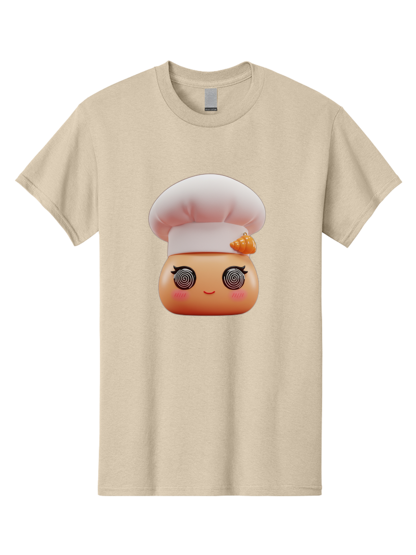 Chef-Face Men'S Graphic Tee, 100% Cotton, Comfortable Casual Summer Wear, Machine Washable, Cartoon Character, Chef Hat, Spiral Eyes, Cute Face, Cooking Theme, Kitchen Art, Whimsical Design, Kawaii Style, Playful Character Bac822