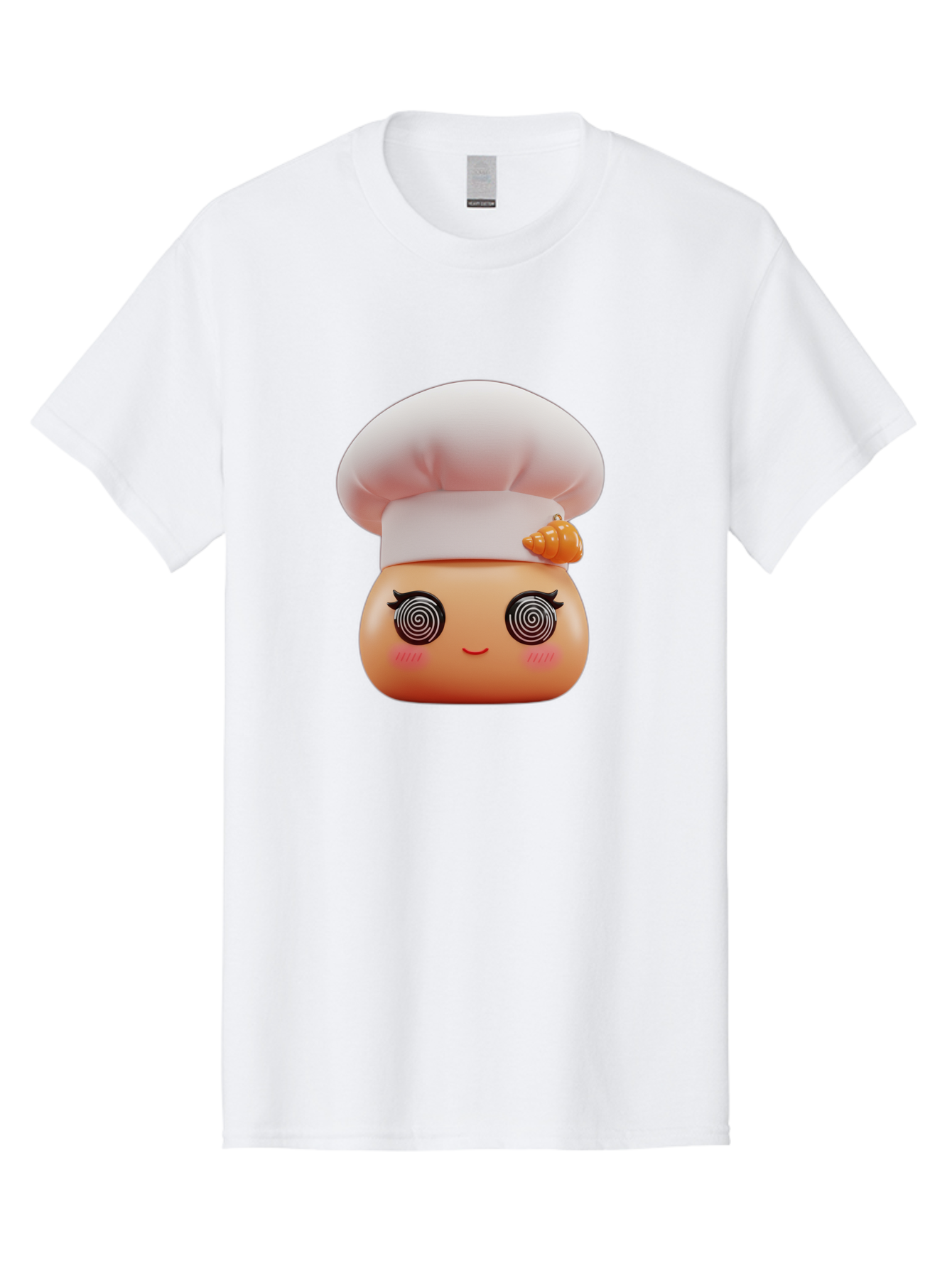 Chef-Face Men'S Graphic Tee, 100% Cotton, Comfortable Casual Summer Wear, Machine Washable, Cartoon Character, Chef Hat, Spiral Eyes, Cute Face, Cooking Theme, Kitchen Art, Whimsical Design, Kawaii Style, Playful Character Bac822