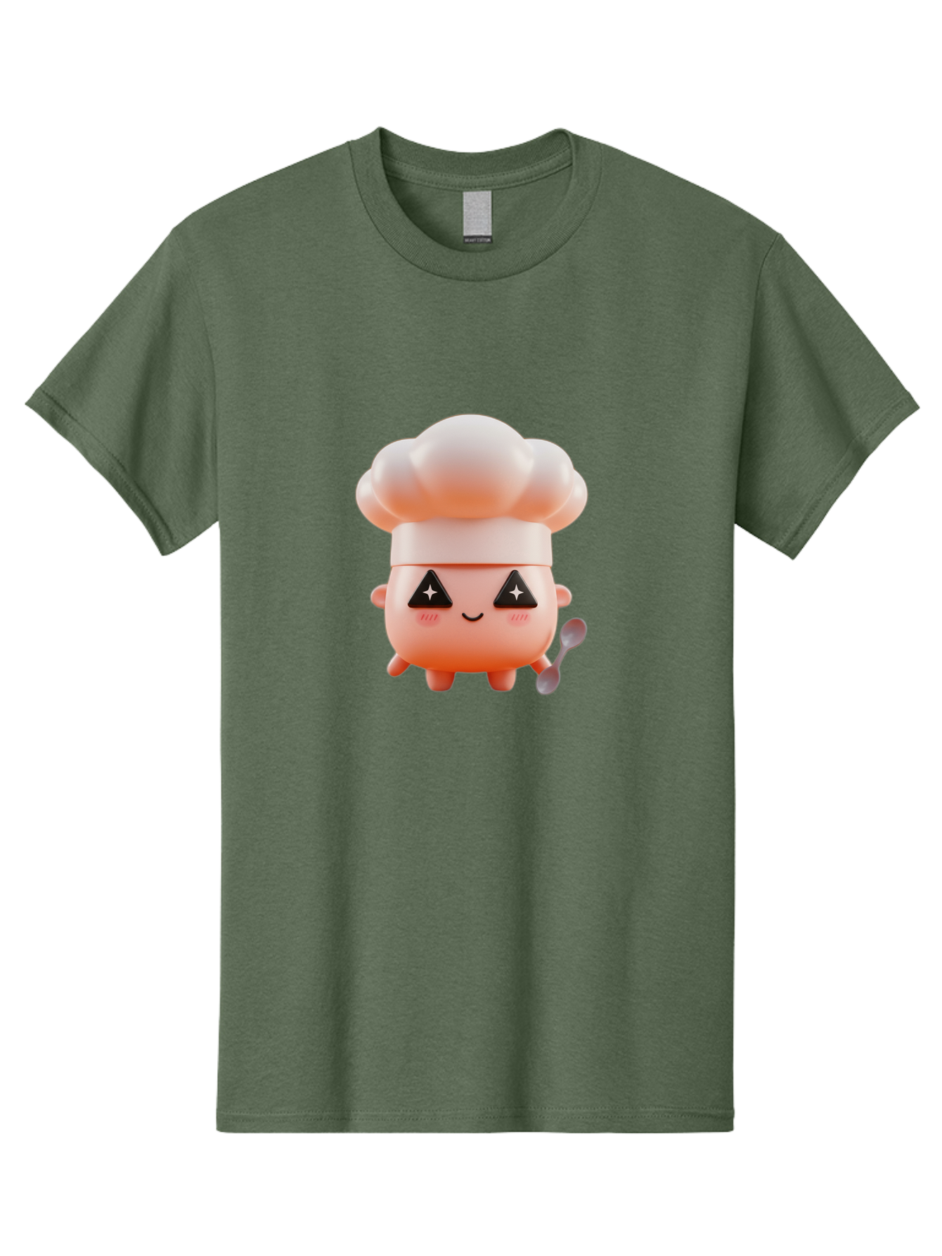 Chef-Hat-Character-1 Men'S Graphic Tee, 100% Cotton, Comfortable Casual Summer Wear, Machine Washable, Cute Chef, Cartoon Character, Cooking, Kitchen Utensils, Chef Hat, Kawaii, Adorable, Chef Mascot, Cooking Mascot Bac828