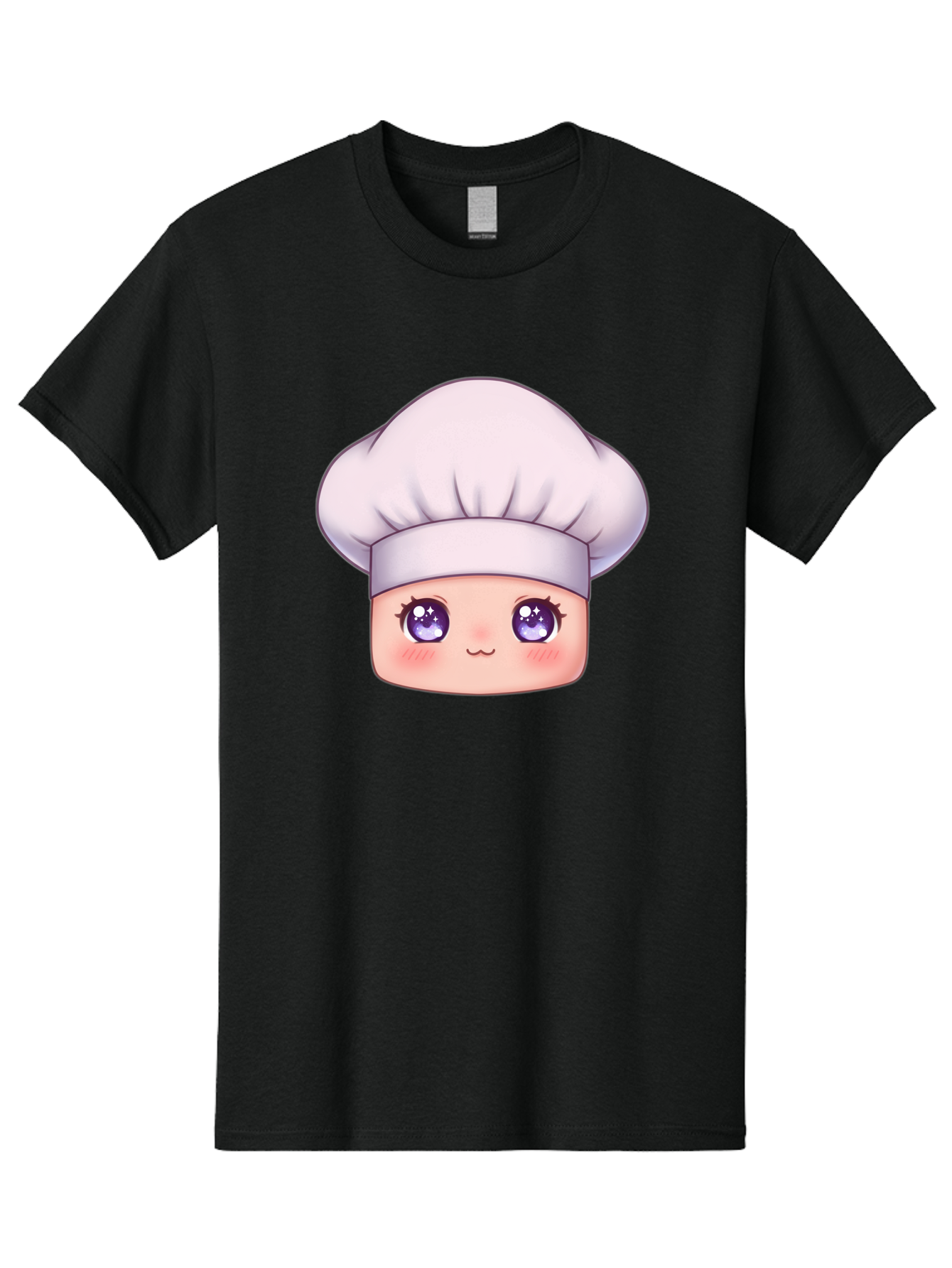 Chef-Hat-Face Men'S Graphic Tee, 100% Cotton, Comfortable Casual Summer Wear, Machine Washable, Cartoon Chef, Cute Face, Purple Eyes, Chef Hat, Cooking, Kawaii, Chef Character, Adorable, Kitchen, Culinary Bac832