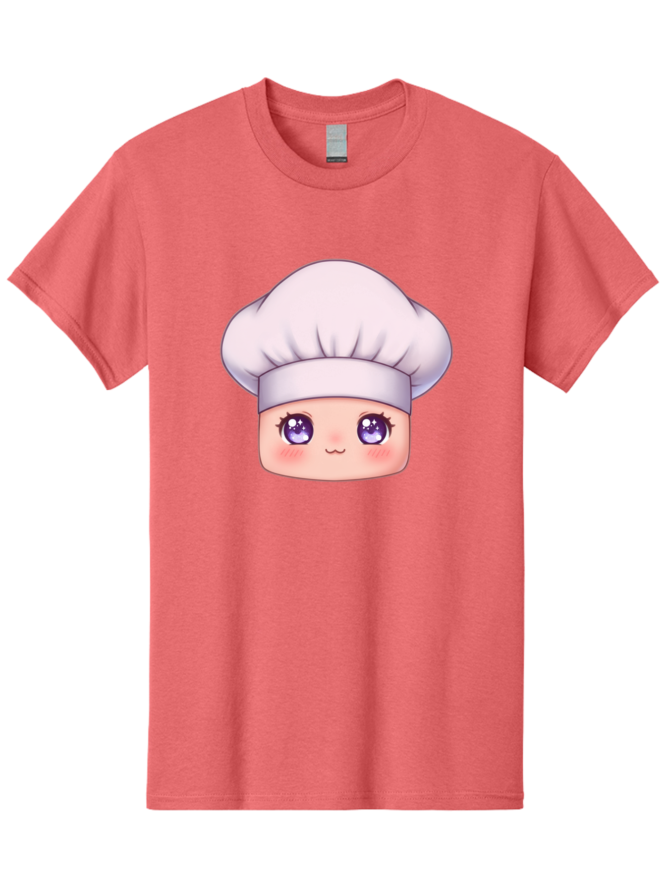 Chef-Hat-Face Men'S Graphic Tee, 100% Cotton, Comfortable Casual Summer Wear, Machine Washable, Cartoon Chef, Cute Face, Purple Eyes, Chef Hat, Cooking, Kawaii, Chef Character, Adorable, Kitchen, Culinary Bac832
