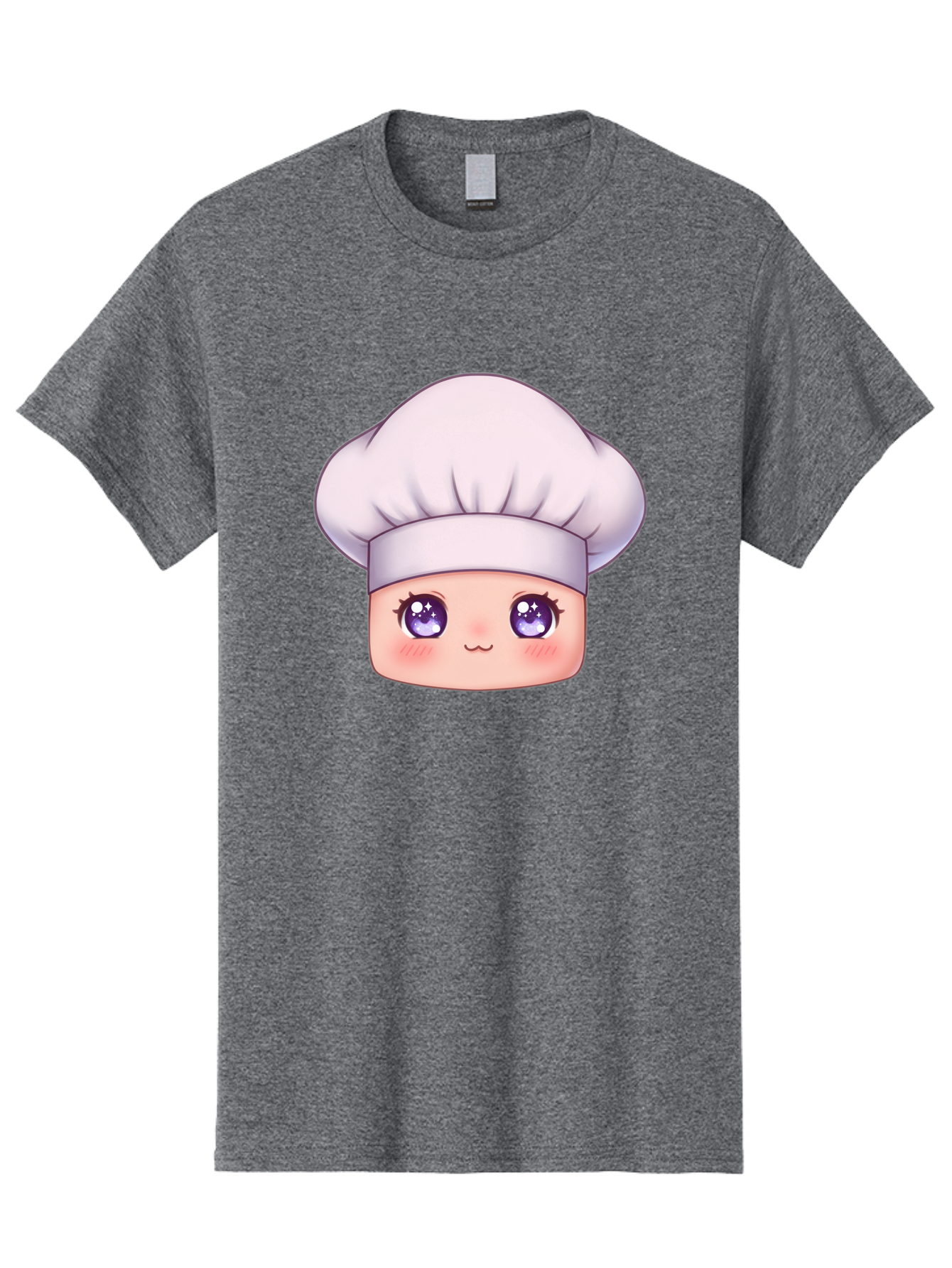 Chef-Hat-Face Men'S Graphic Tee, 100% Cotton, Comfortable Casual Summer Wear, Machine Washable, Cartoon Chef, Cute Face, Purple Eyes, Chef Hat, Cooking, Kawaii, Chef Character, Adorable, Kitchen, Culinary Bac832