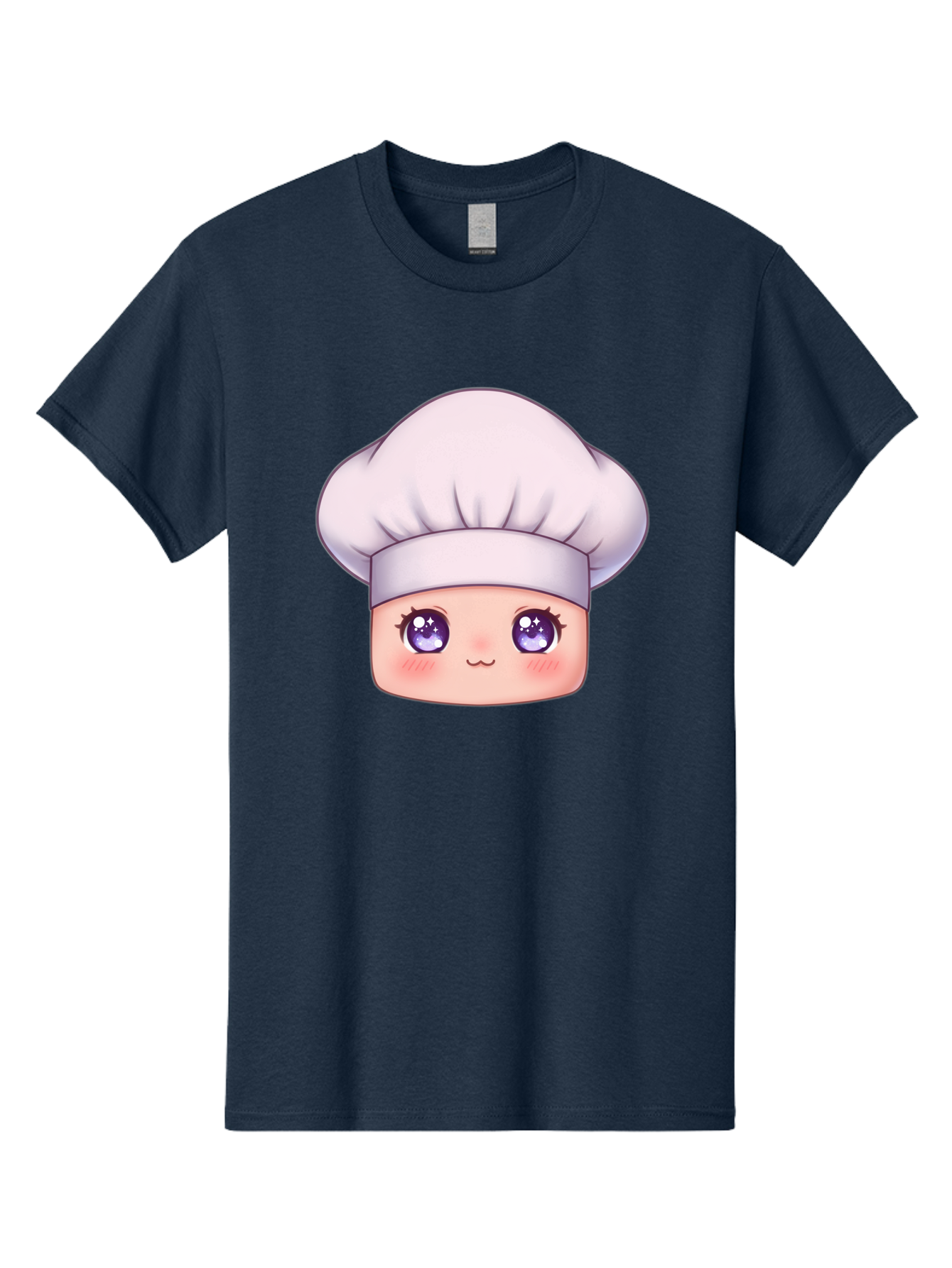 Chef-Hat-Face Men'S Graphic Tee, 100% Cotton, Comfortable Casual Summer Wear, Machine Washable, Cartoon Chef, Cute Face, Purple Eyes, Chef Hat, Cooking, Kawaii, Chef Character, Adorable, Kitchen, Culinary Bac832